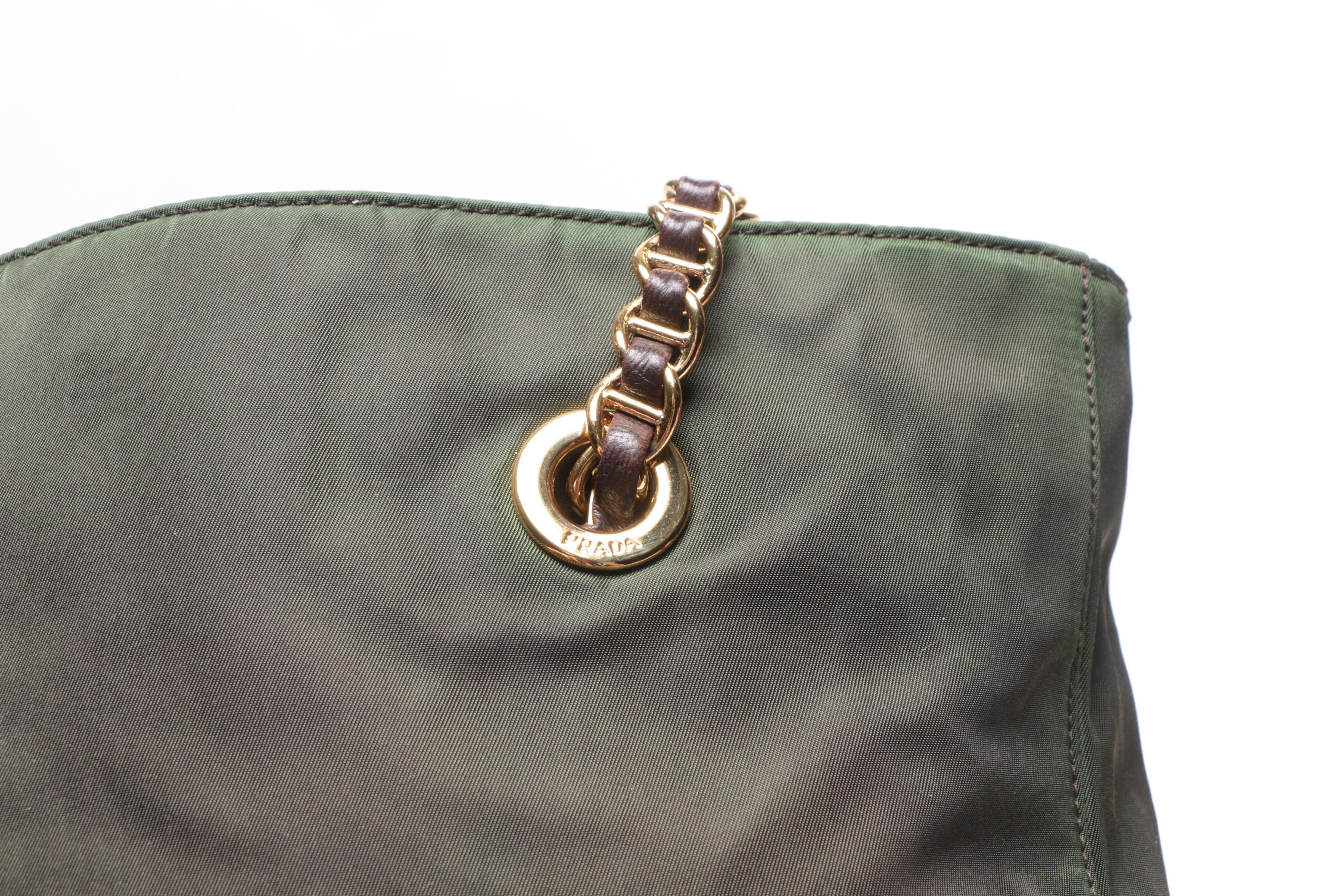 Prada Iridescent Green Nylon Tote Bag