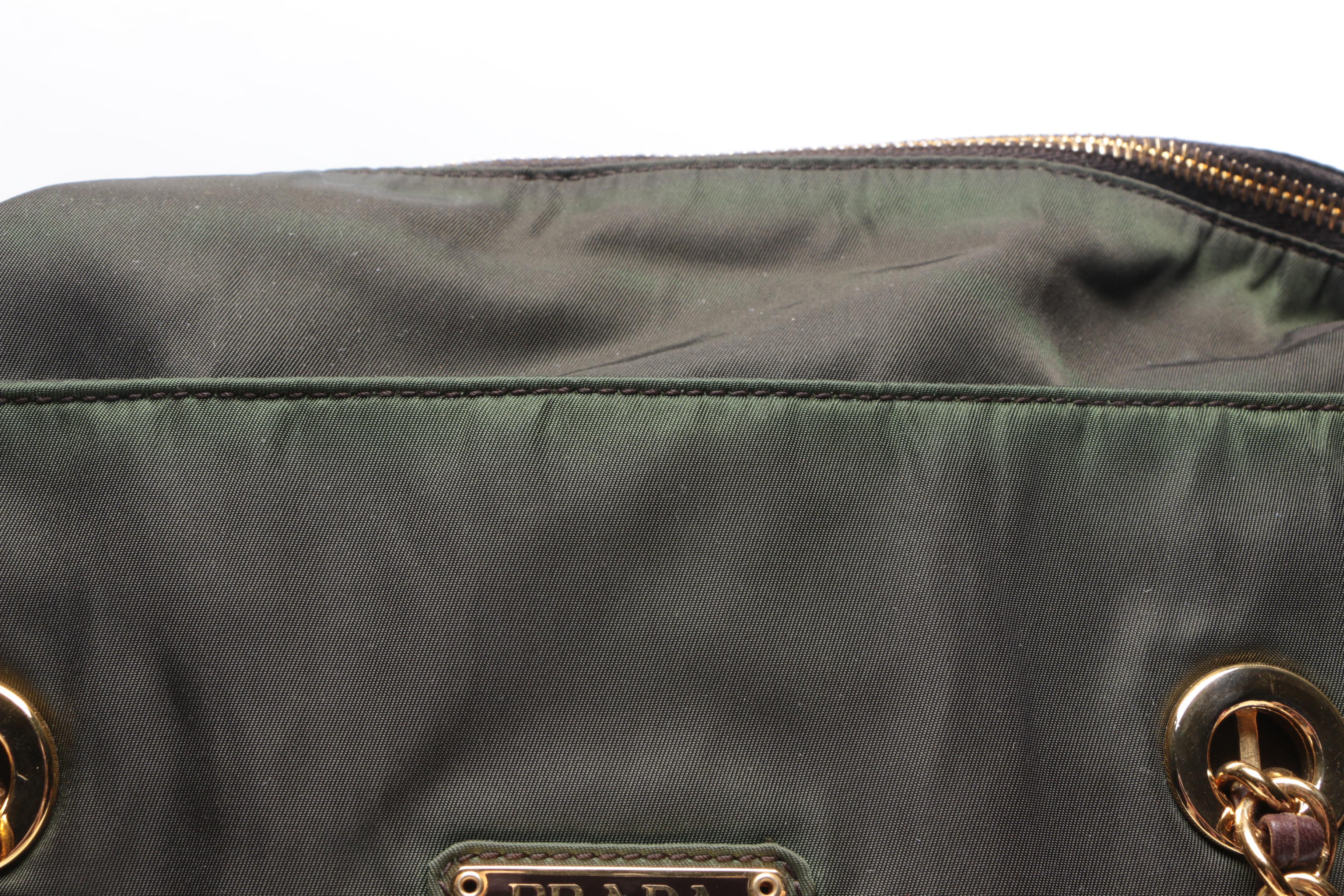 Prada Iridescent Green Nylon Tote Bag