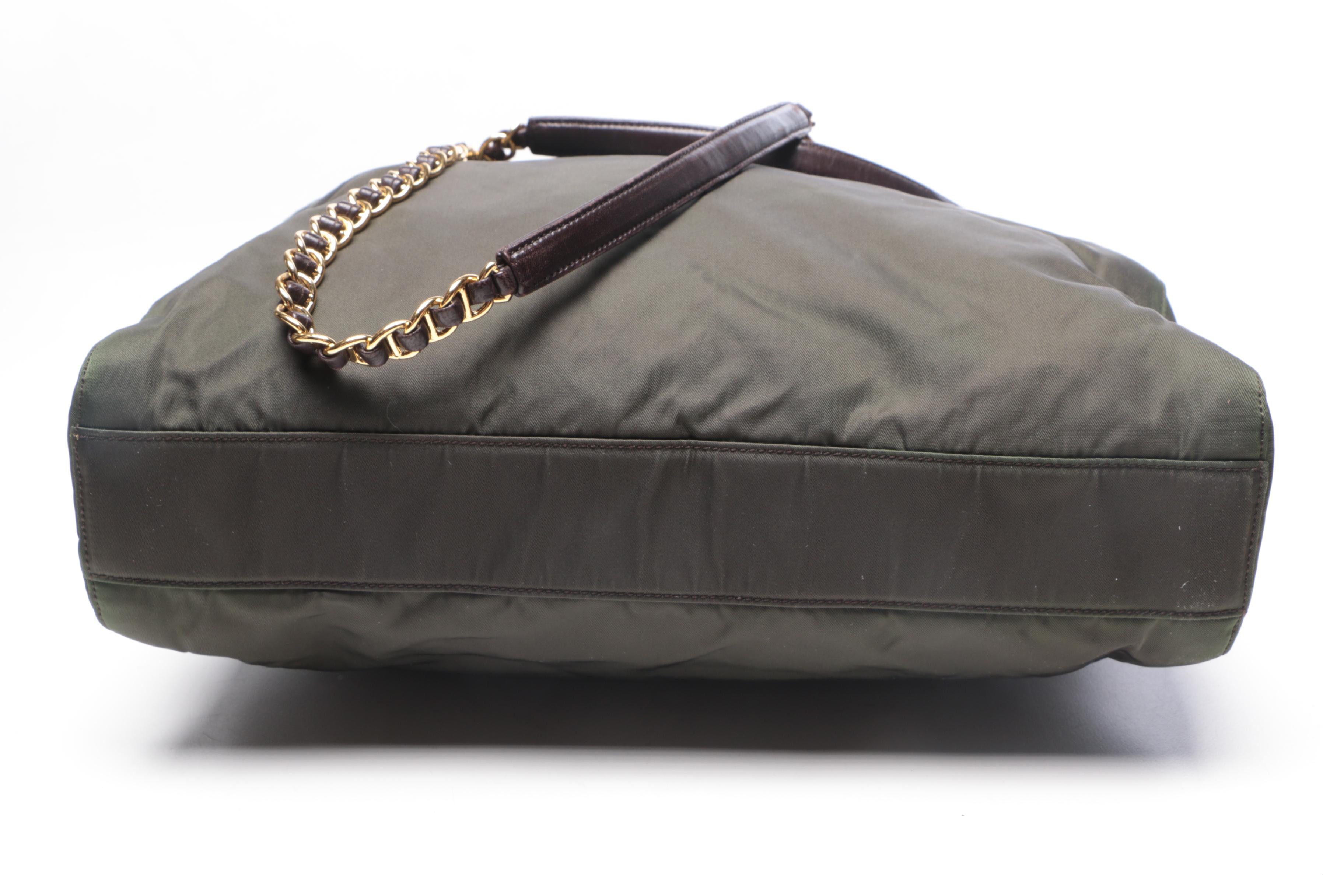 Prada Iridescent Green Nylon Tote Bag