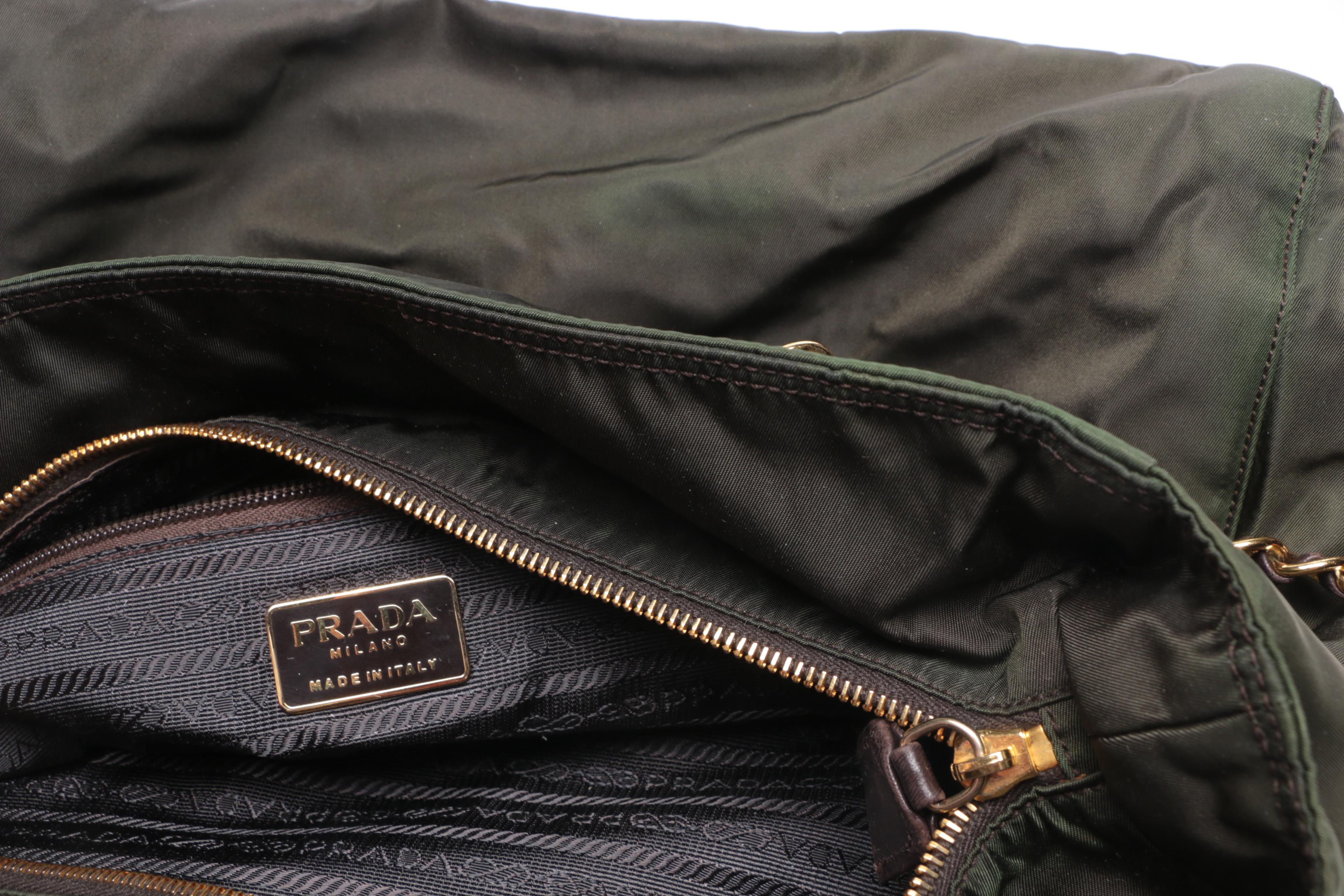 Prada Iridescent Green Nylon Tote Bag