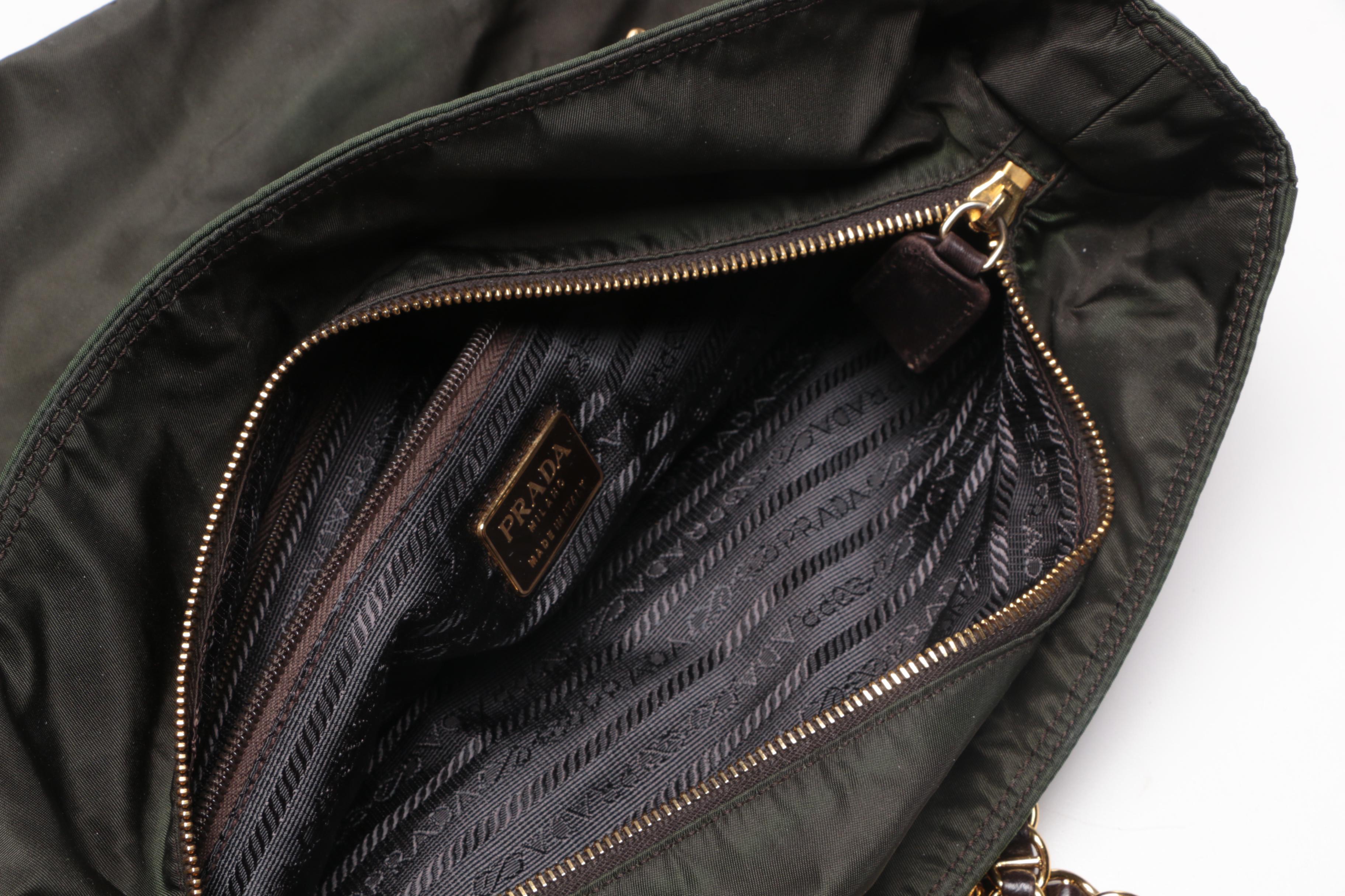 Prada Iridescent Green Nylon Tote Bag