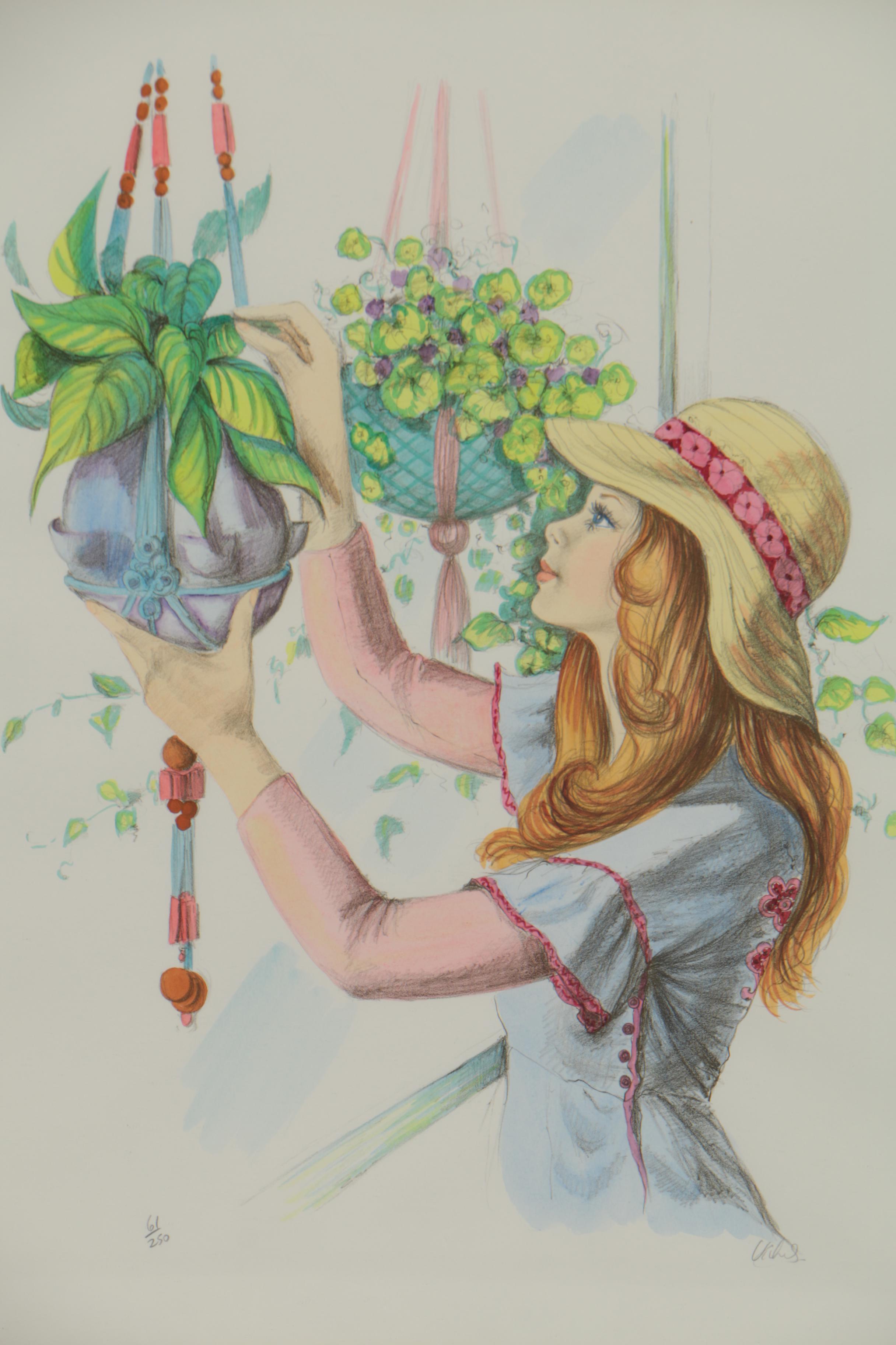 Mary Vickers Hand Colored Lithograph