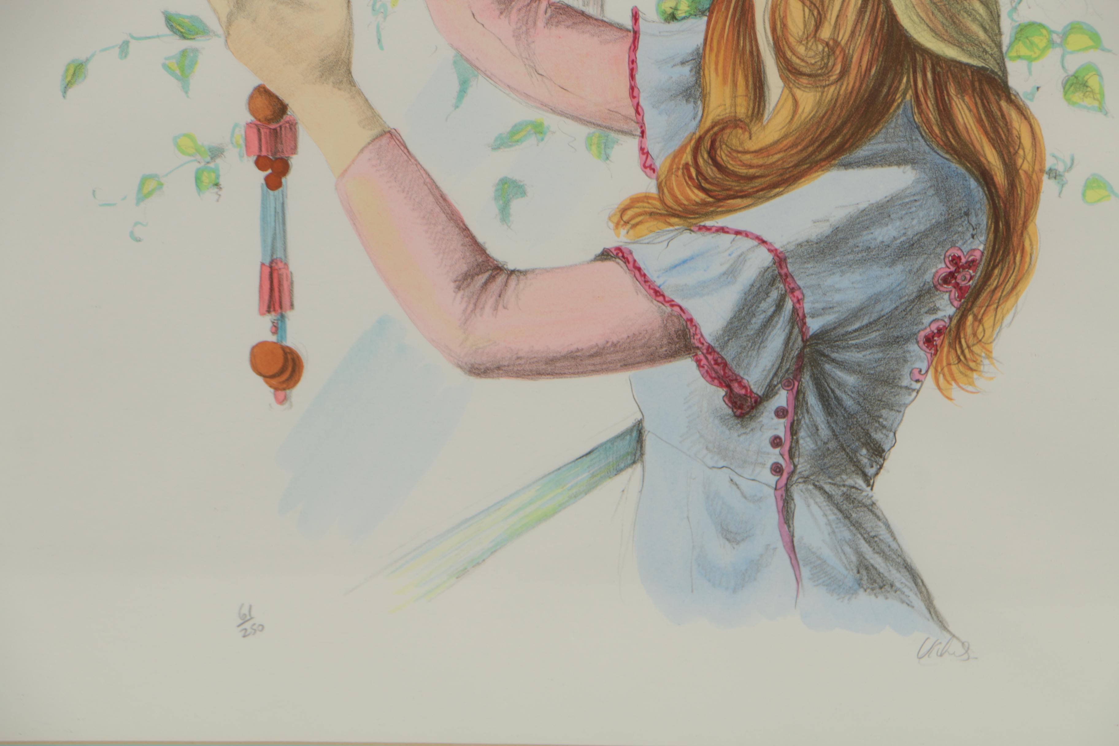 Mary Vickers Hand Colored Lithograph