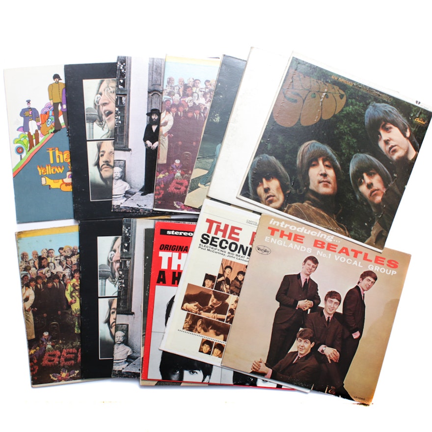 Vinyl Beatles Records Featuring Their First Album, Vintage