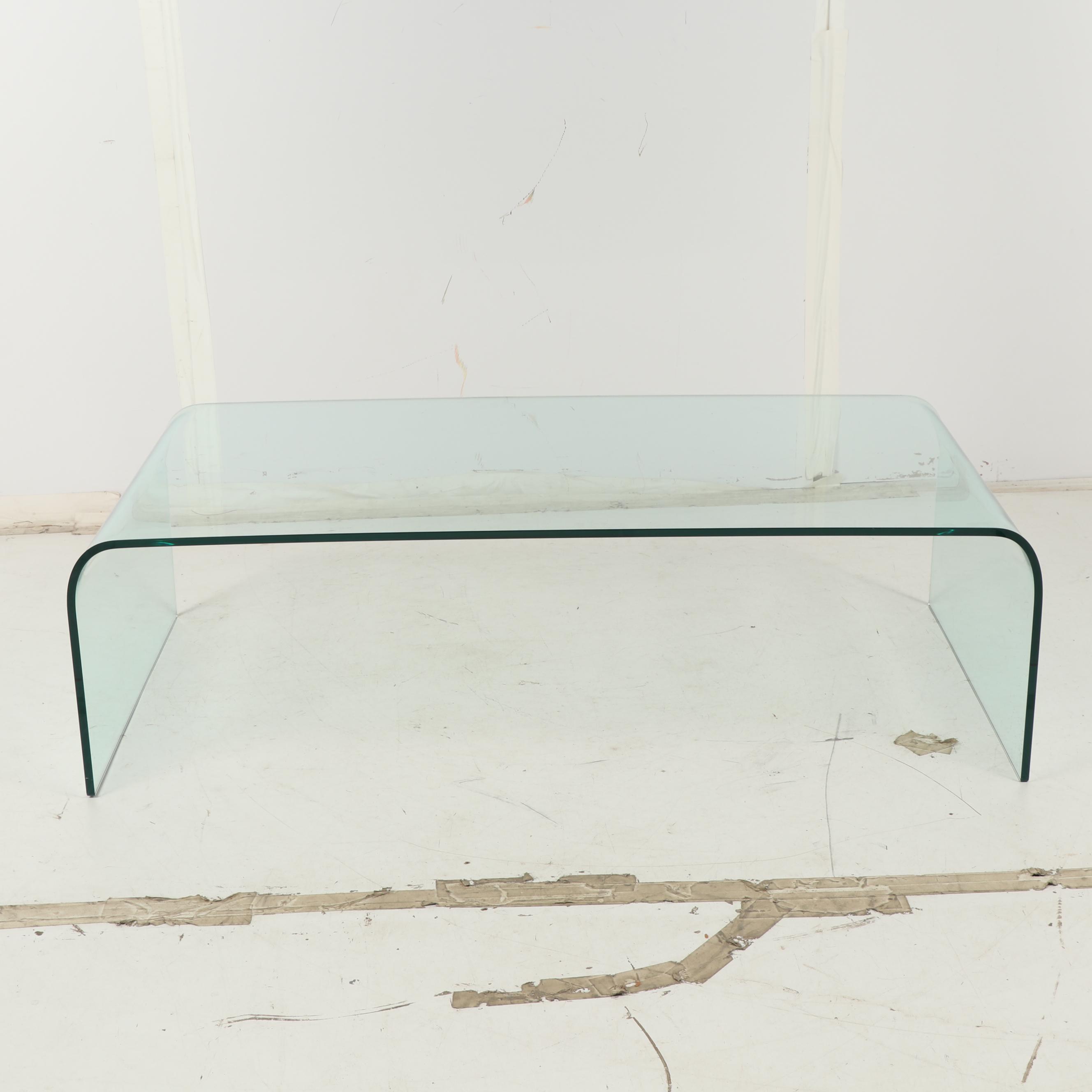 Contemporary Modern Style Molded Glass Coffee Table