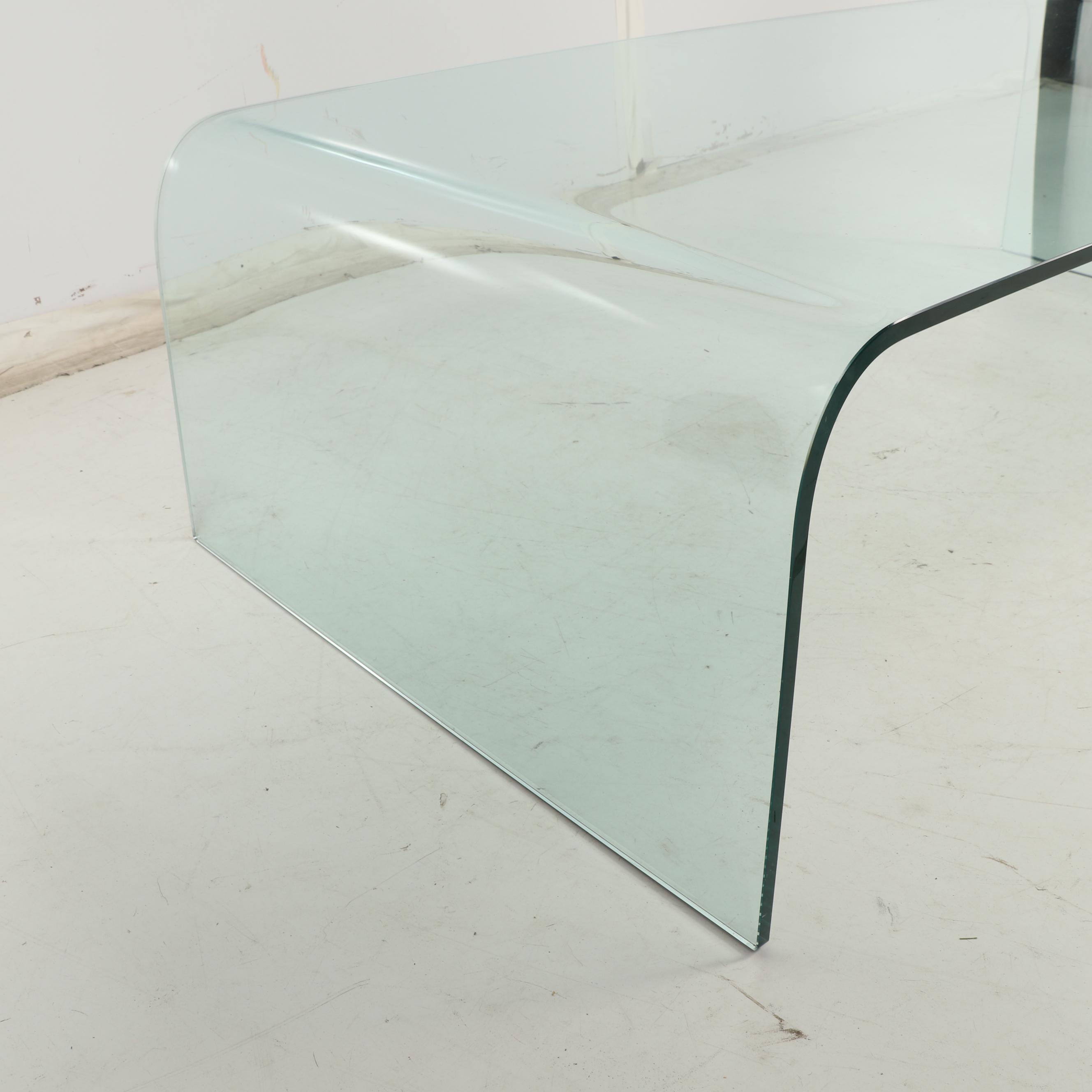 Contemporary Modern Style Molded Glass Coffee Table