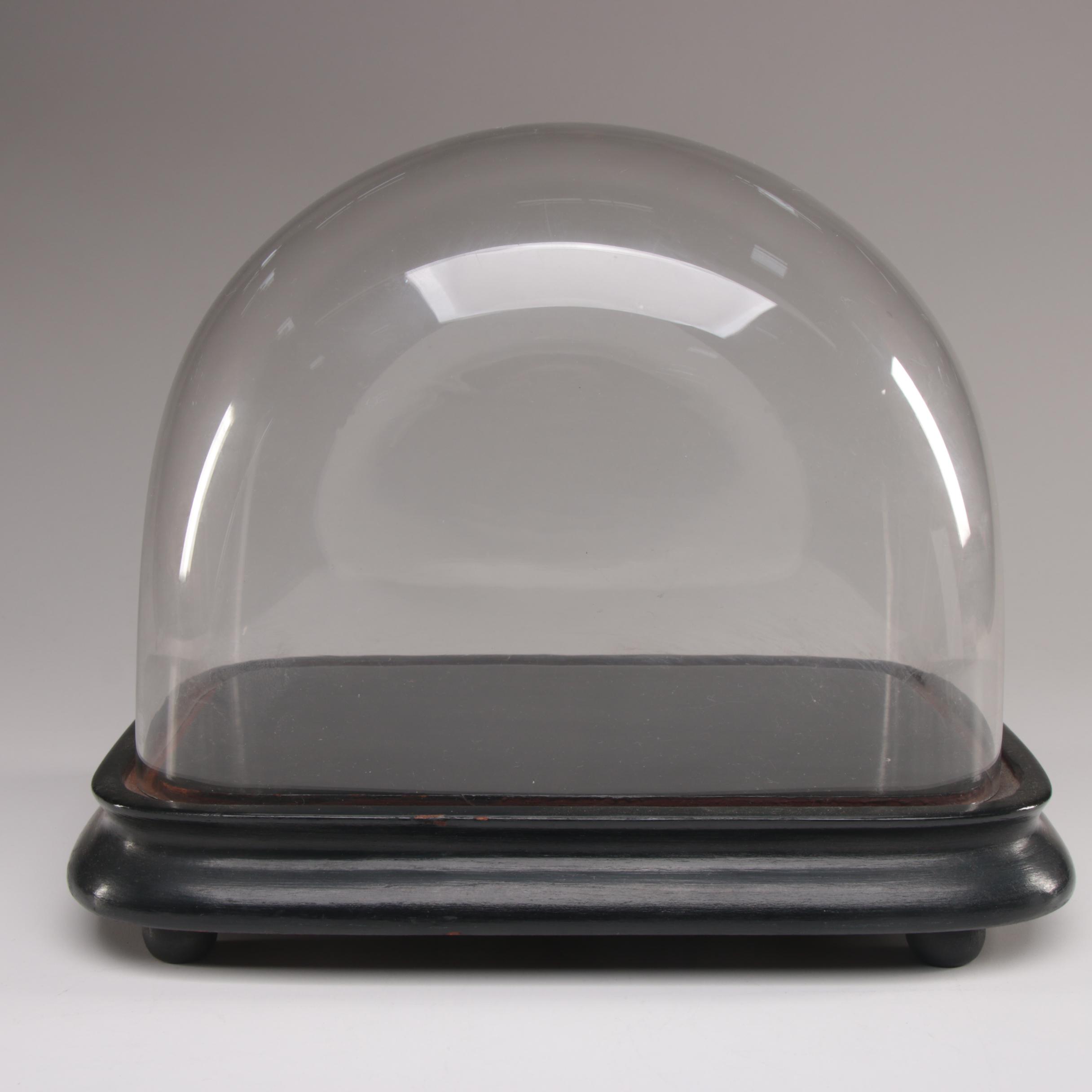 Glass Dome Display Case with Footed Wood Base