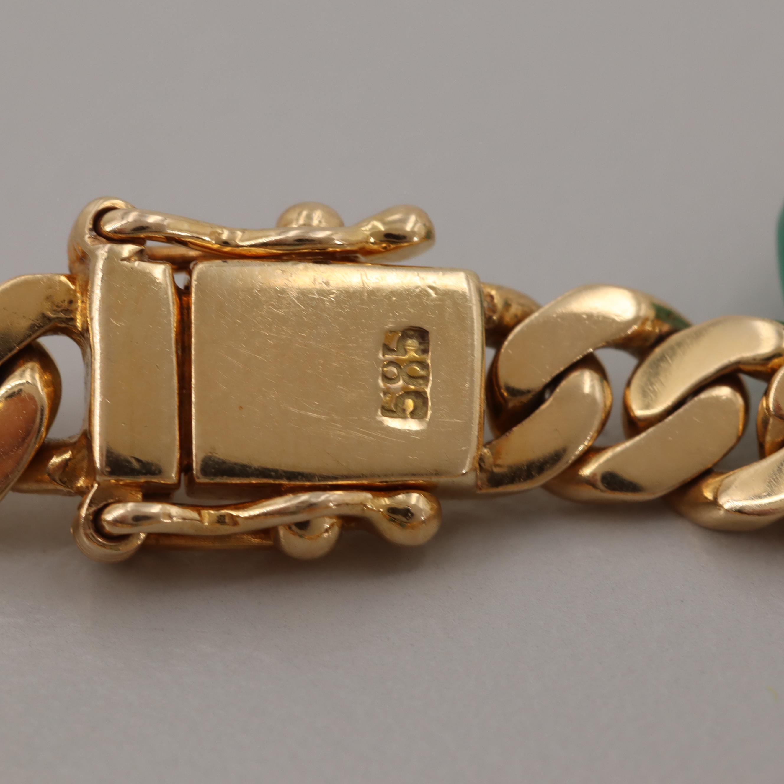 14K Yellow Gold Sapphire, Ruby and Emerald Cabochon Bracelet