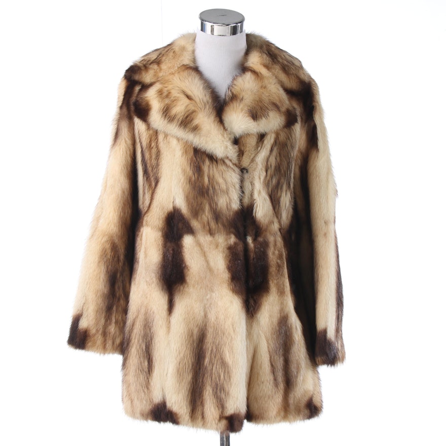Davellin New York Fitch Fur Coat, 1970s Vintage
