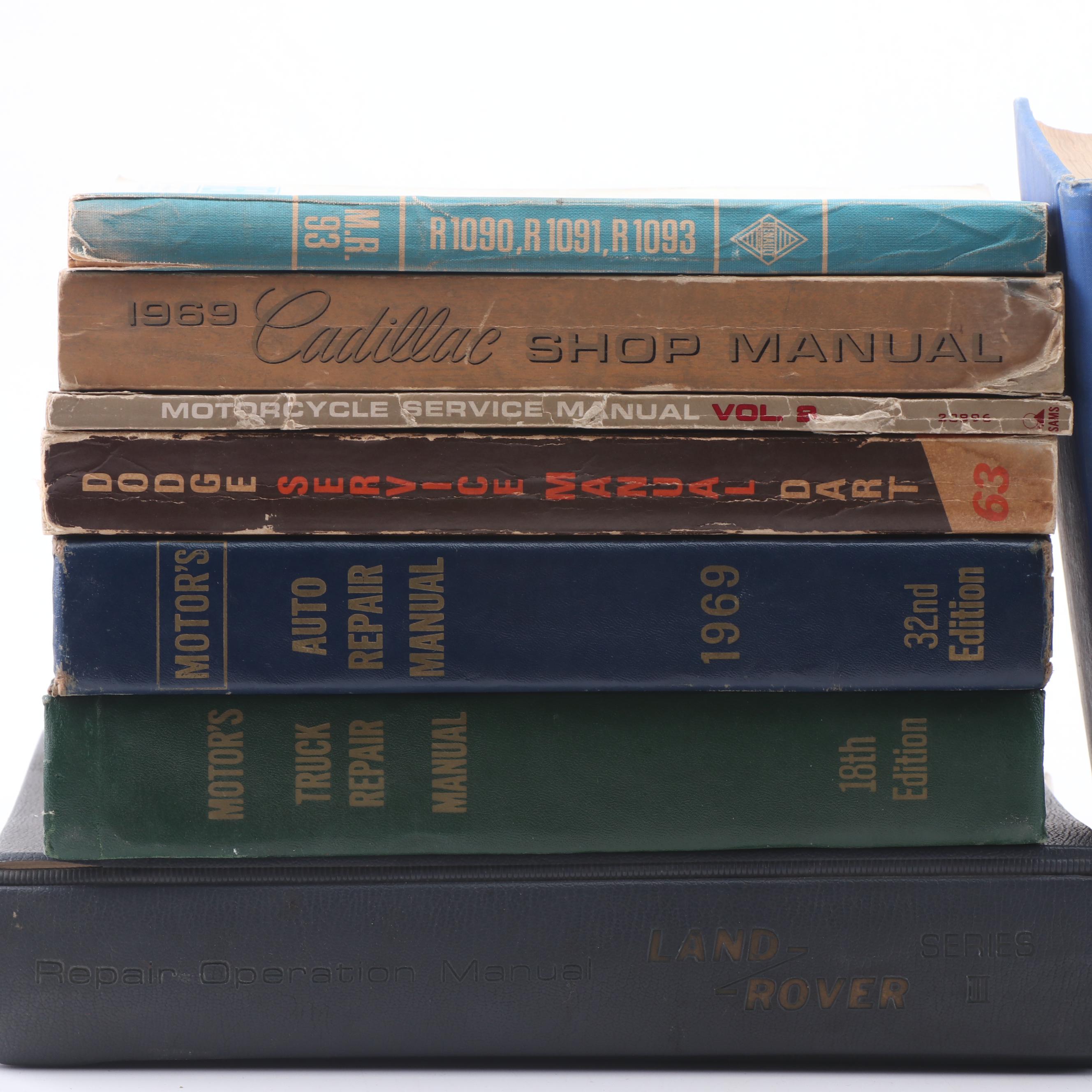 Vintage Motor Vehicle Manuals Including Land Rover, Renault, and More