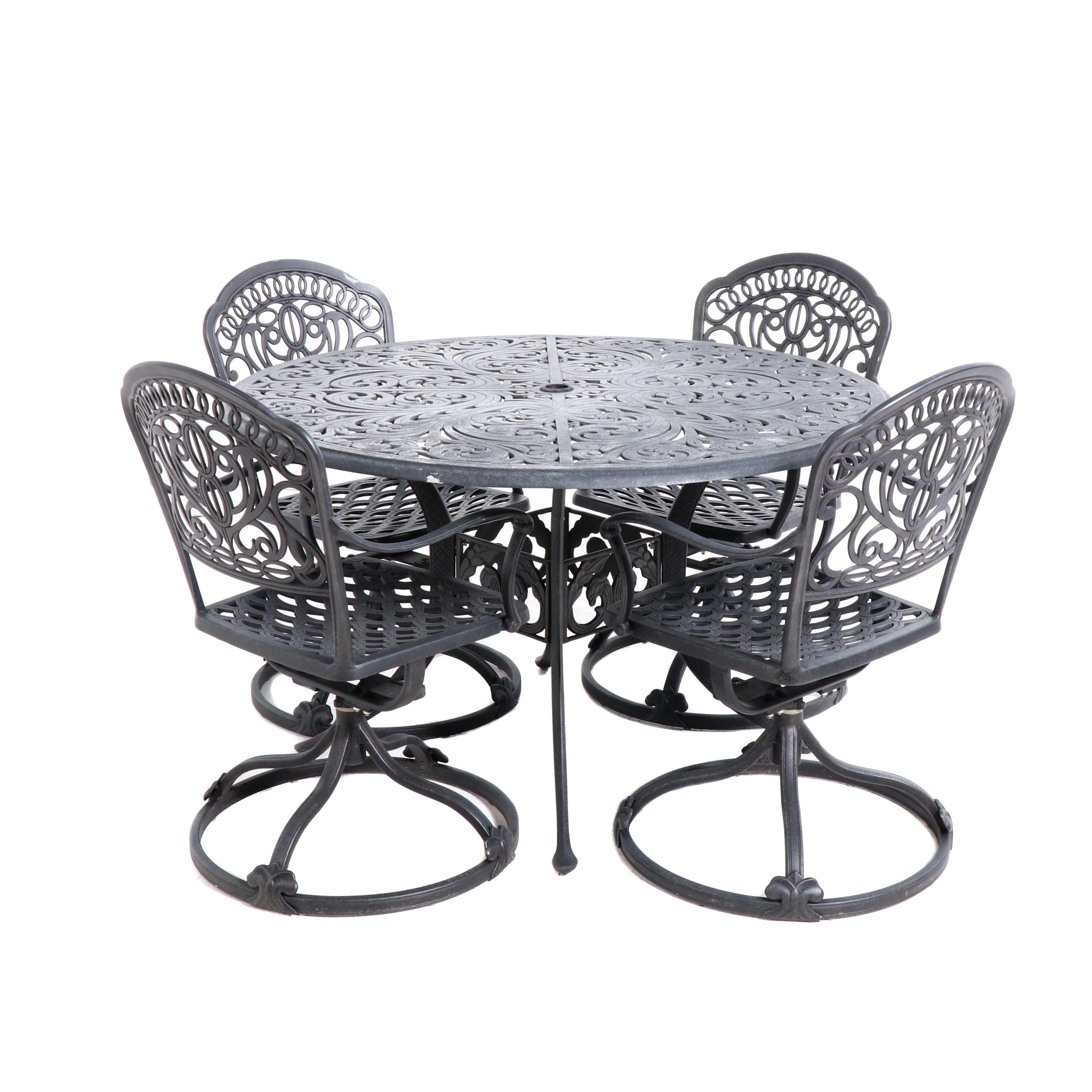 Faux Cast Iron Metal Patio Table and Four Chairs