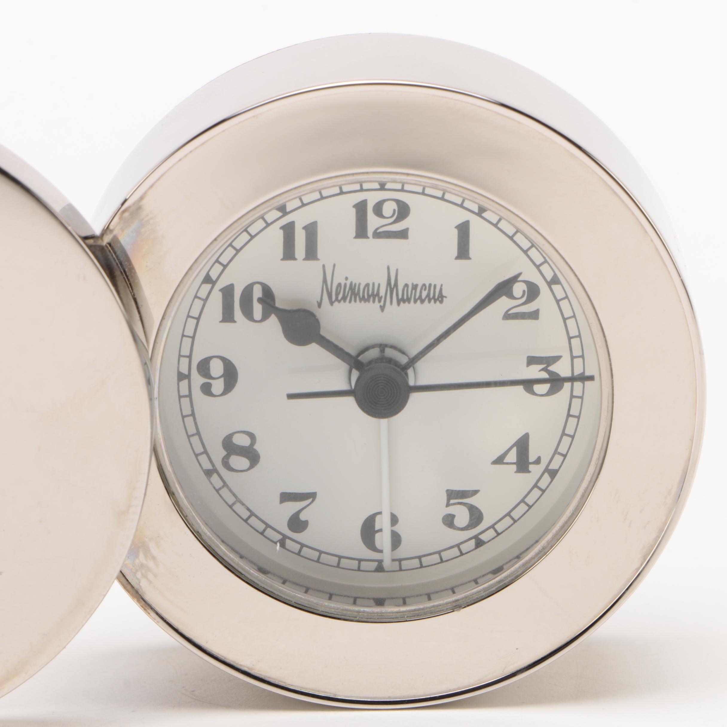 Neiman Marcus Dual Stop Watch and Travel Clock with Case