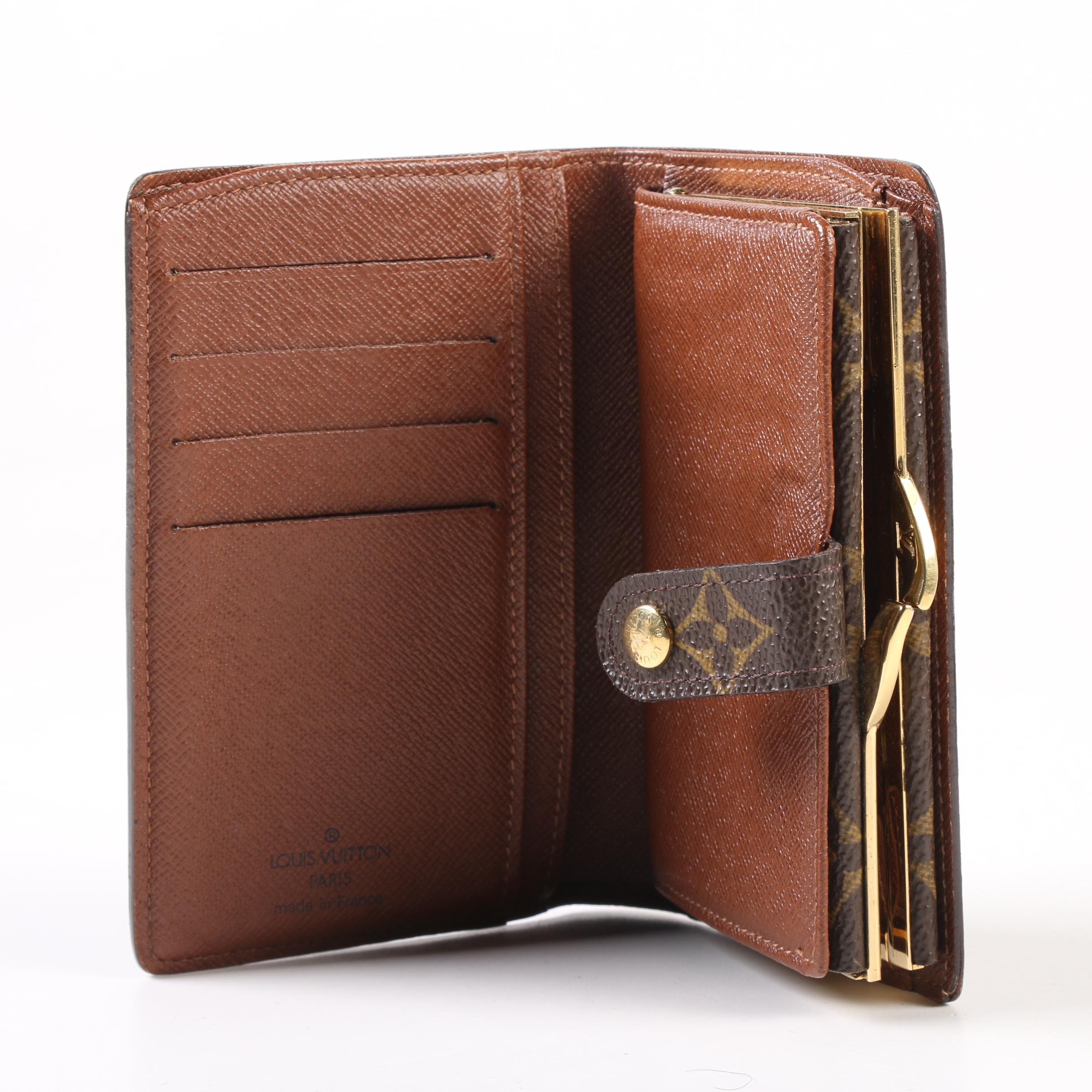 Louis Vuitton Paris Monogram Canvas Bifold Wallet with Kisslock Coin Purse