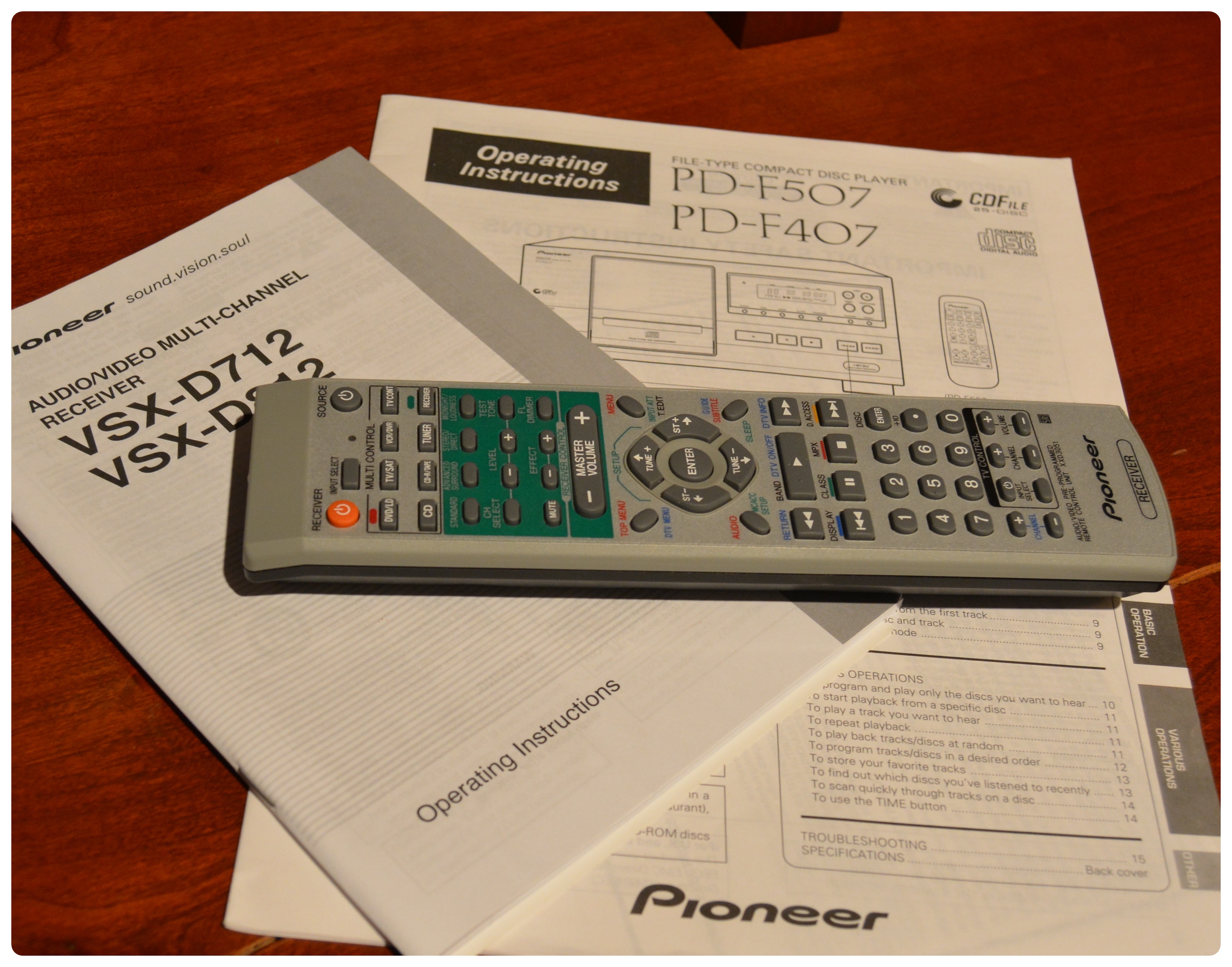 Pioneer 25 Disc CD Player, Pioneer Multi-Channel Receiver and Magnavox Player