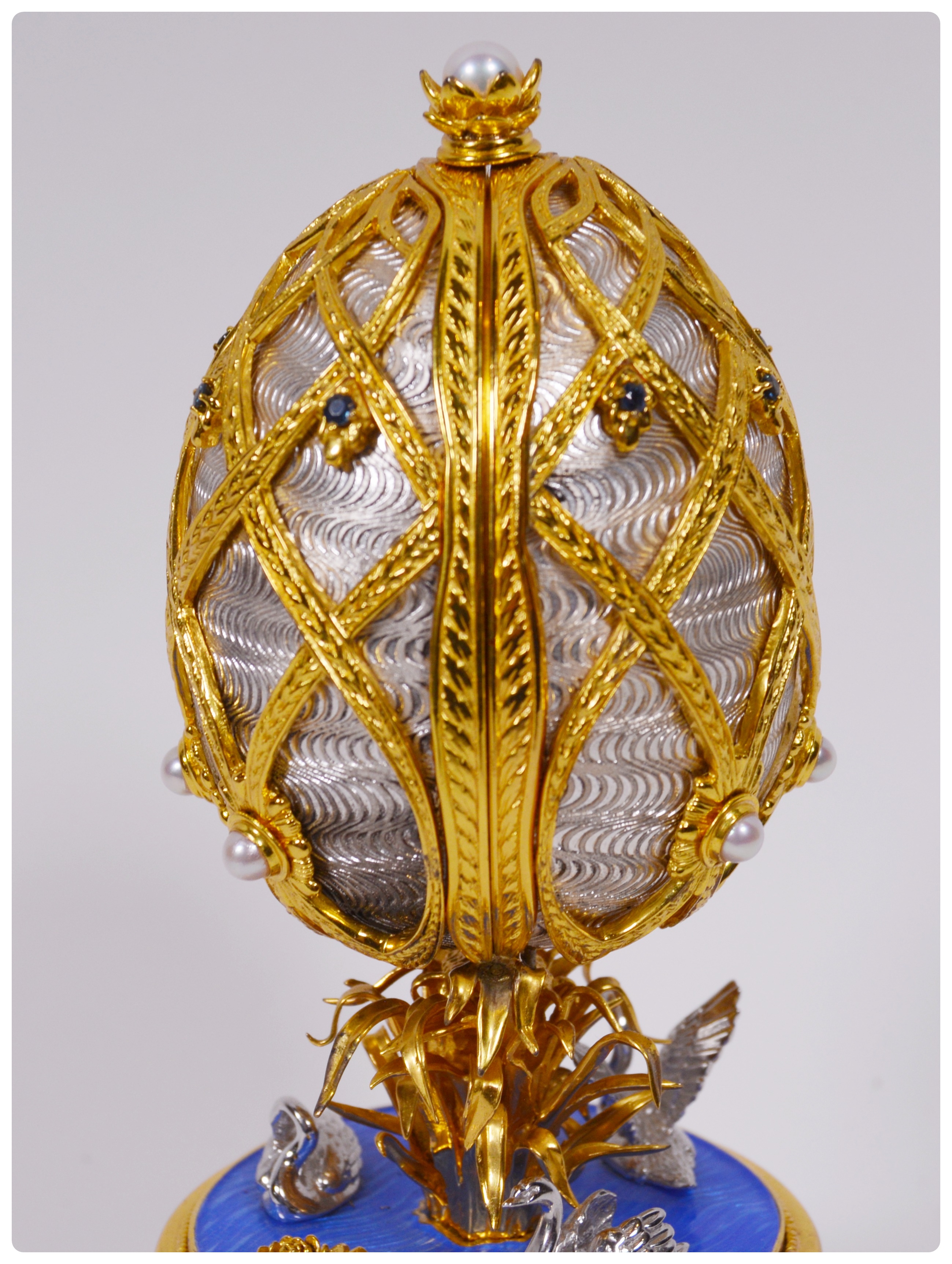 Franklin Mint and The House of Fabergé "Swan Lake Egg" Sterling Silver Music Box