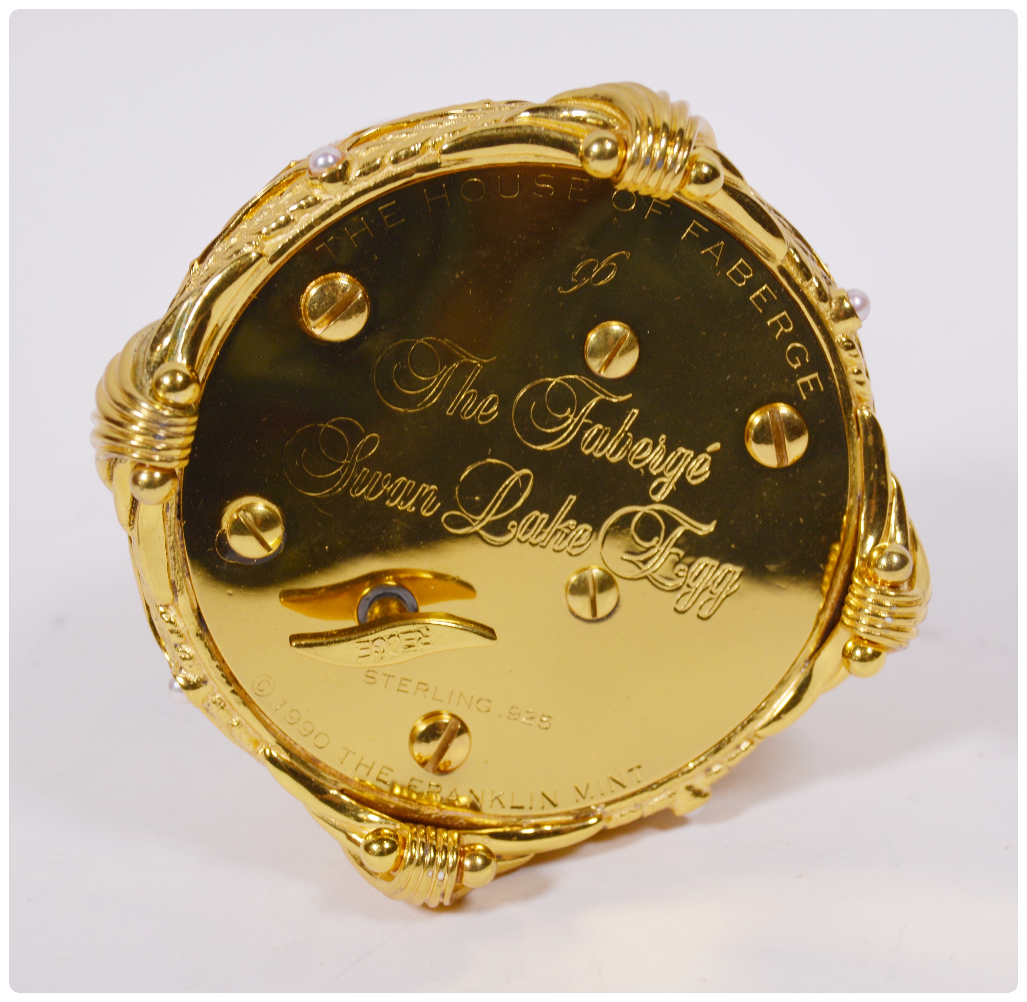 Franklin Mint and The House of Fabergé "Swan Lake Egg" Sterling Silver Music Box