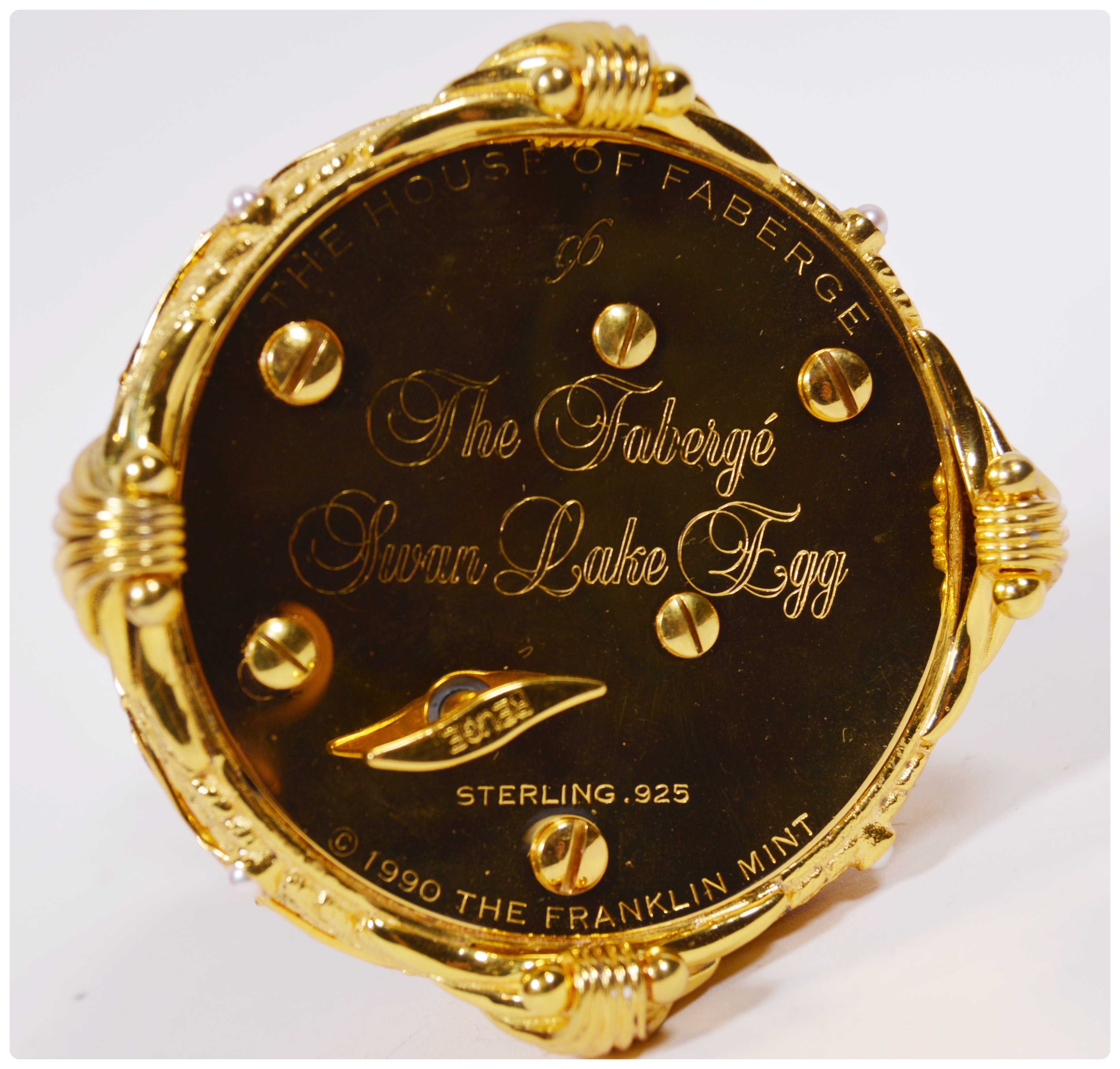 Franklin Mint and The House of Fabergé "Swan Lake Egg" Sterling Silver Music Box