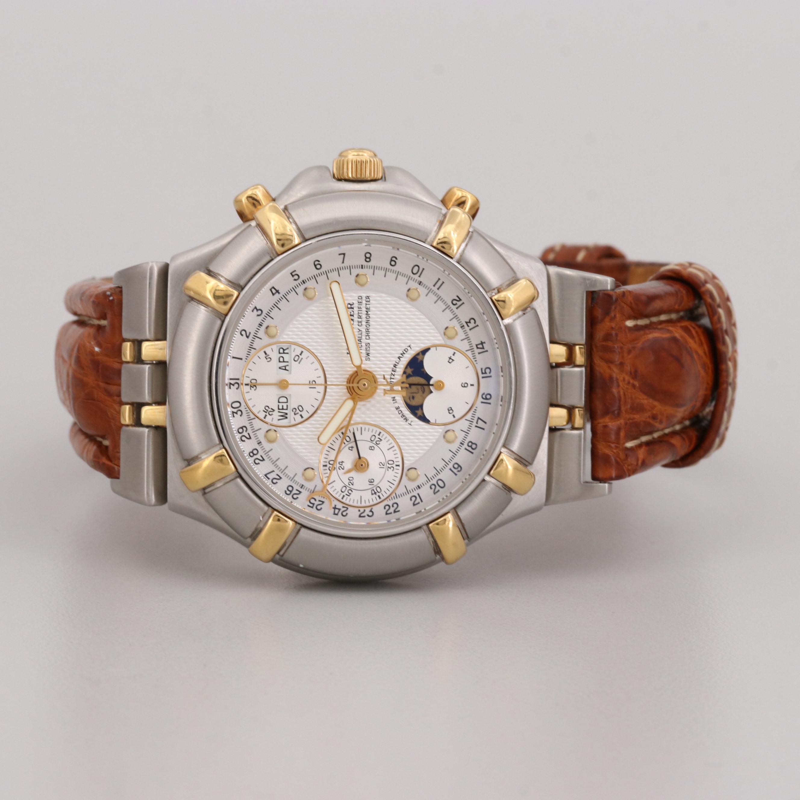 Krieger Aficionado Stainless Steel and 18K Gold Moon Phase  Automatic Watch