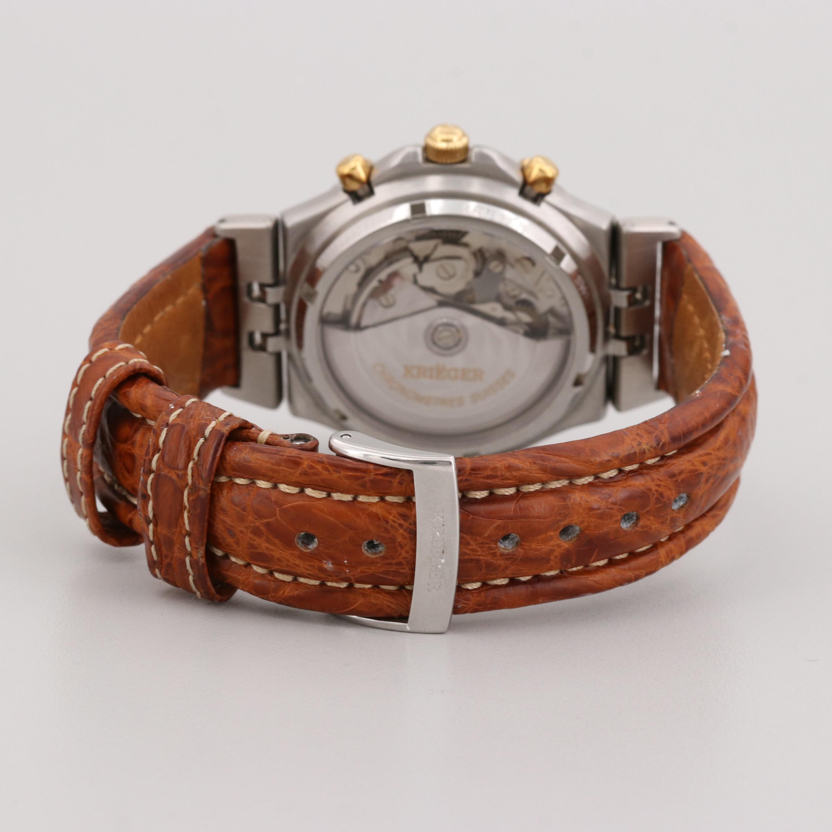 Krieger Aficionado Stainless Steel and 18K Gold Moon Phase  Automatic Watch