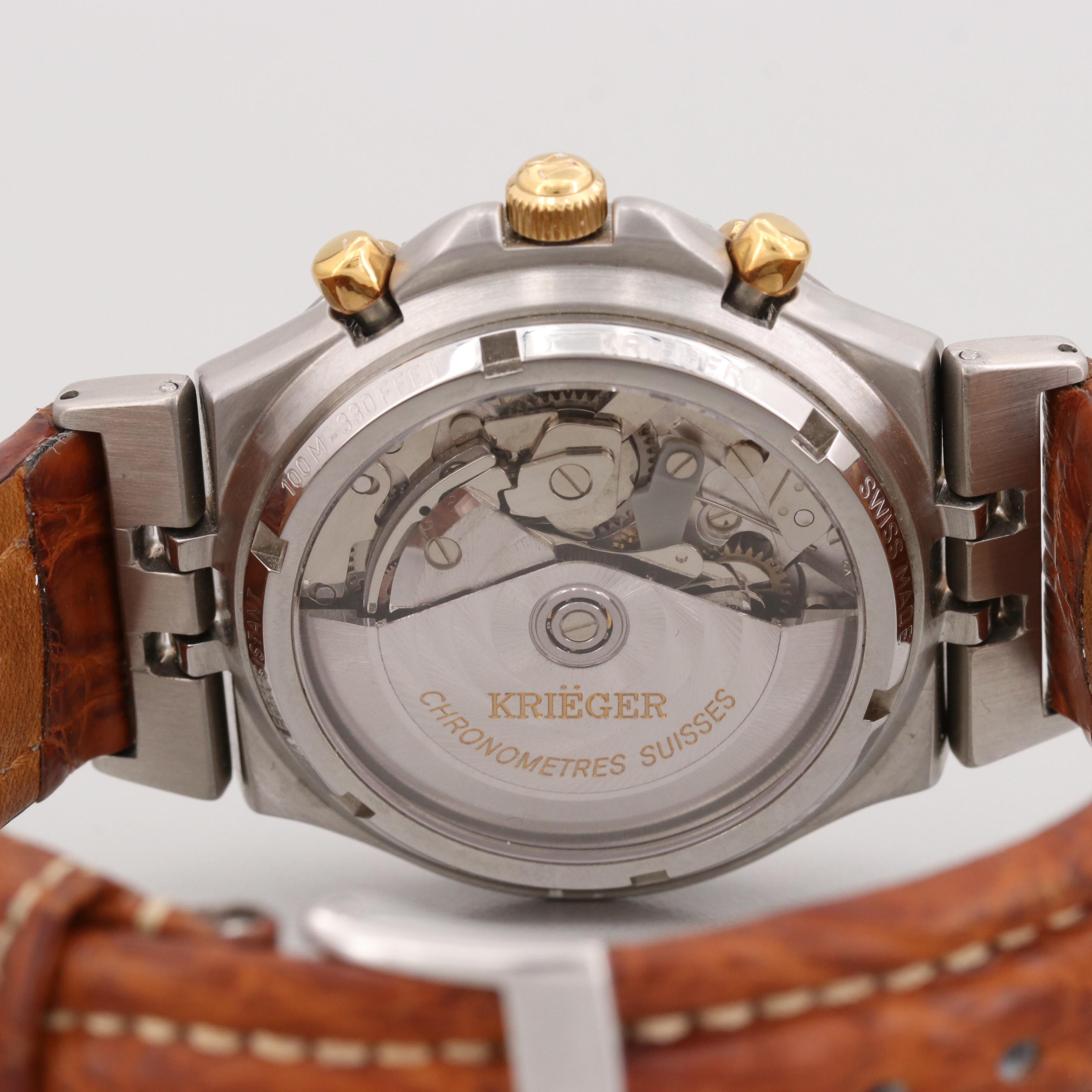 Krieger Aficionado Stainless Steel and 18K Gold Moon Phase  Automatic Watch