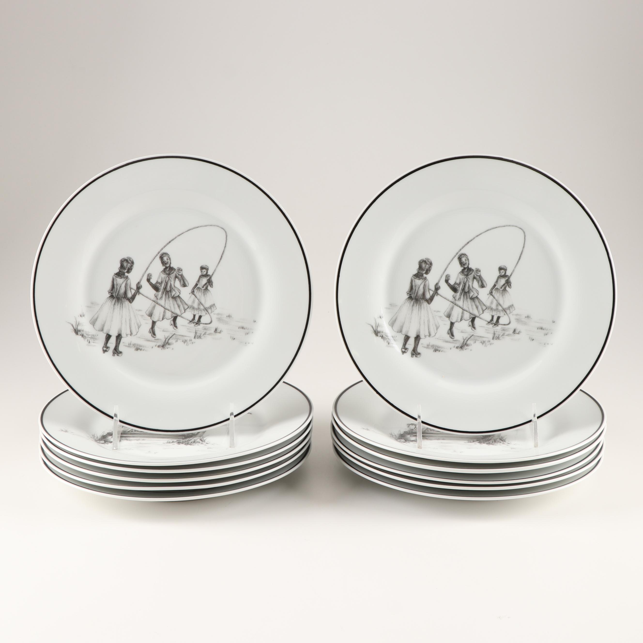 Sheila Bridges Home "Harlem Toile de Jouy" Limited Edition Dessert Plates