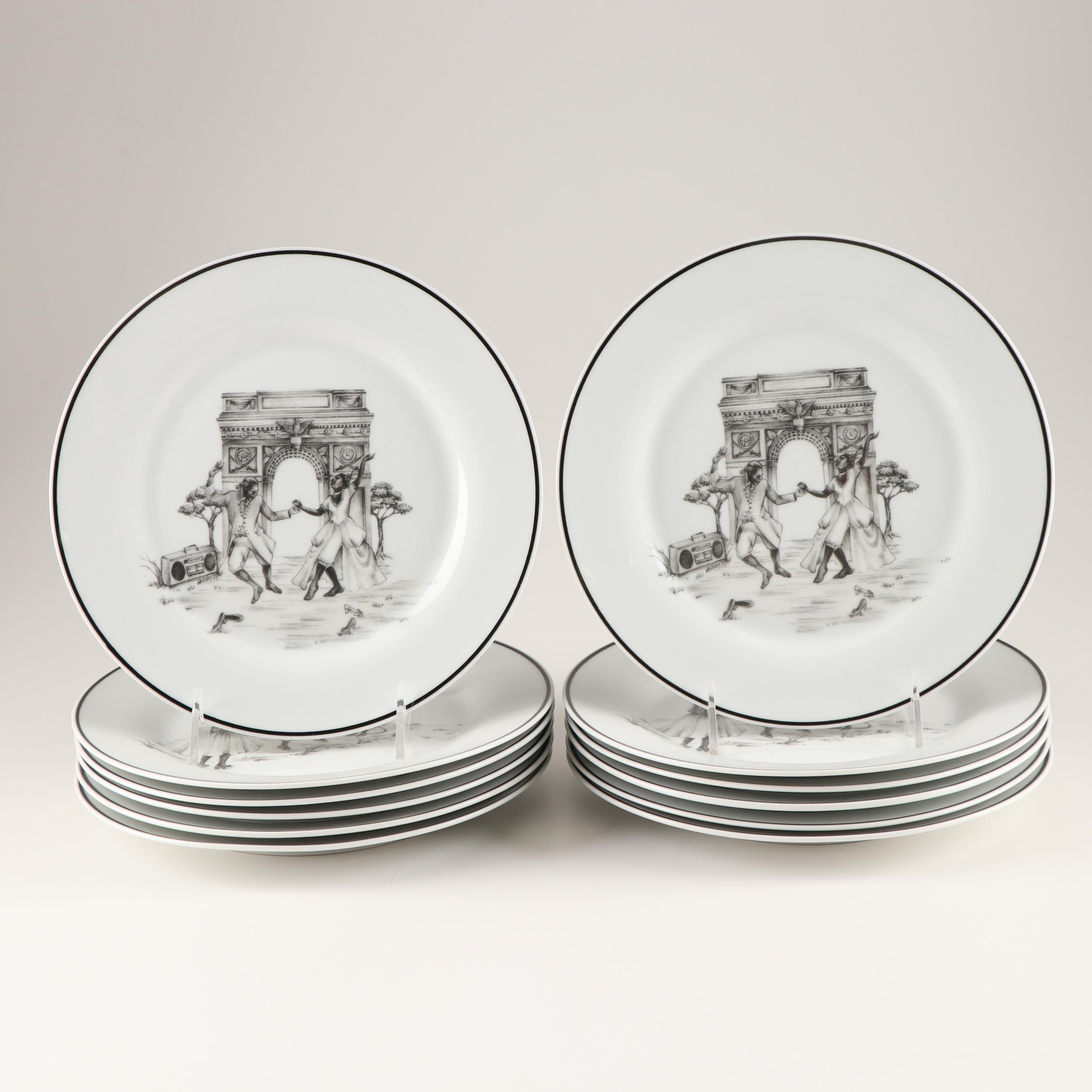 Sheila Bridges Home "Harlem Toile de Jouy" Limited Edition Dessert Plates