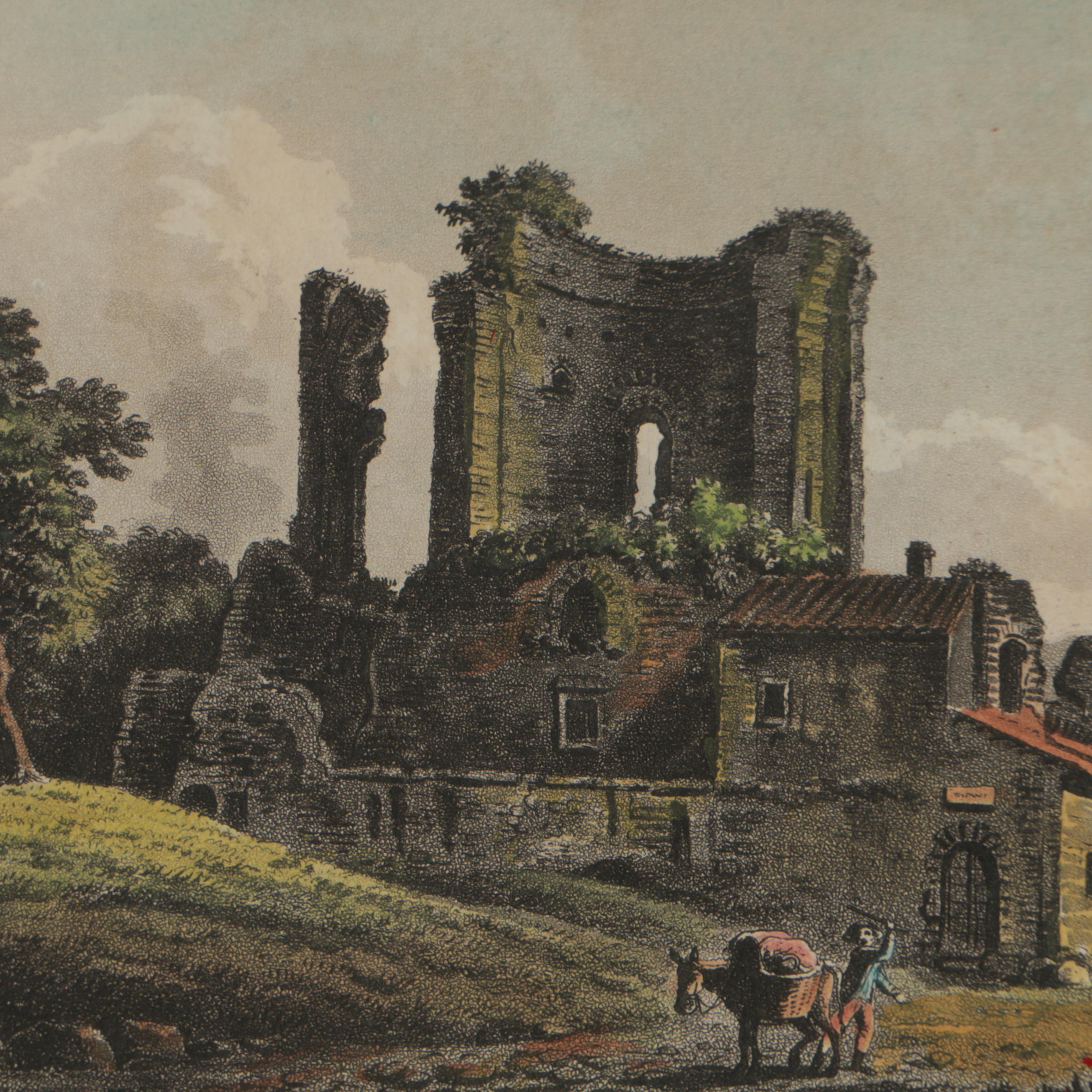 James Merigot Hand-Colored Etchings "Ponte Salaro" and "Trophy of Marius"