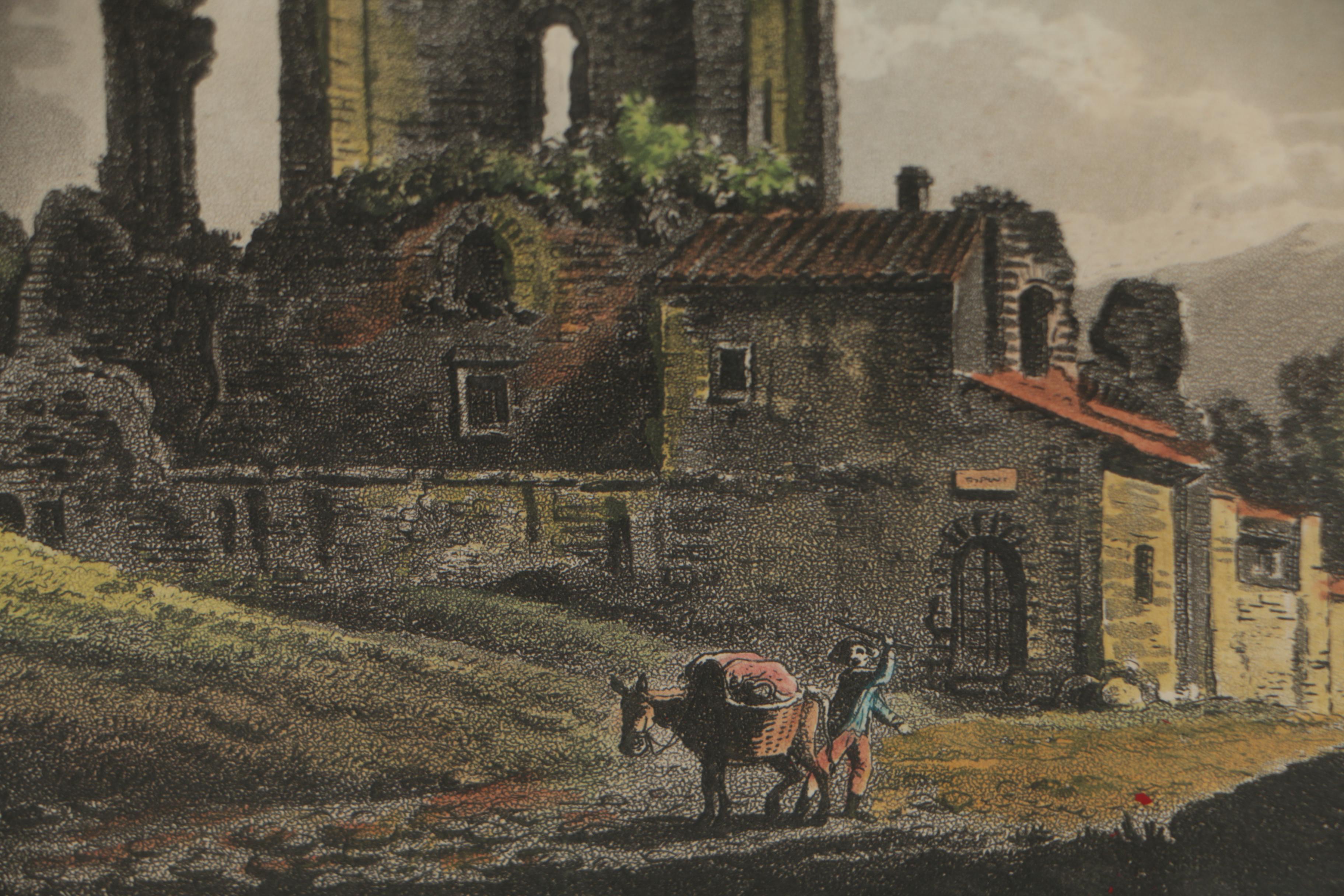 James Merigot Hand-Colored Etchings "Ponte Salaro" and "Trophy of Marius"
