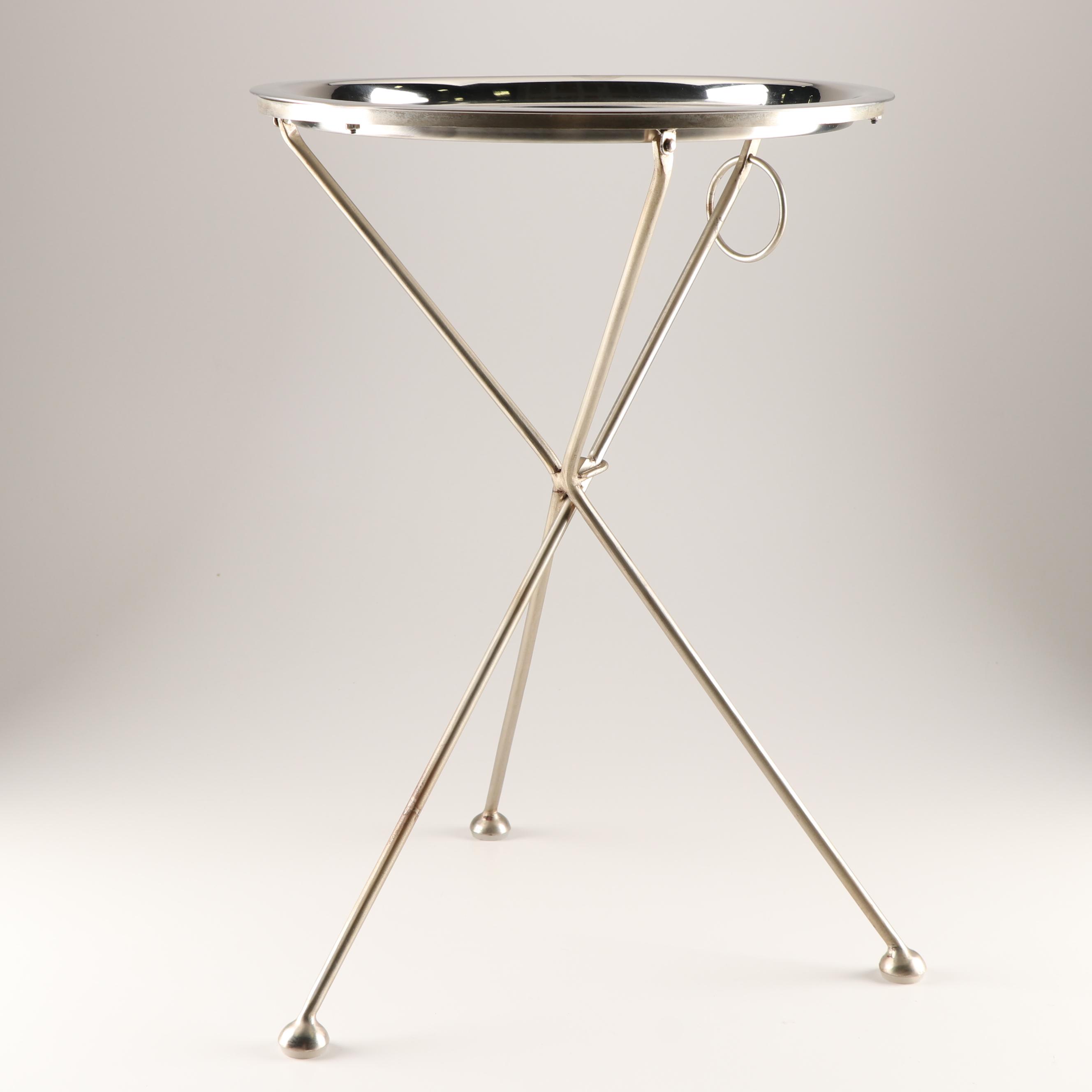 Contemporary Chrome Plated Metal Side Table