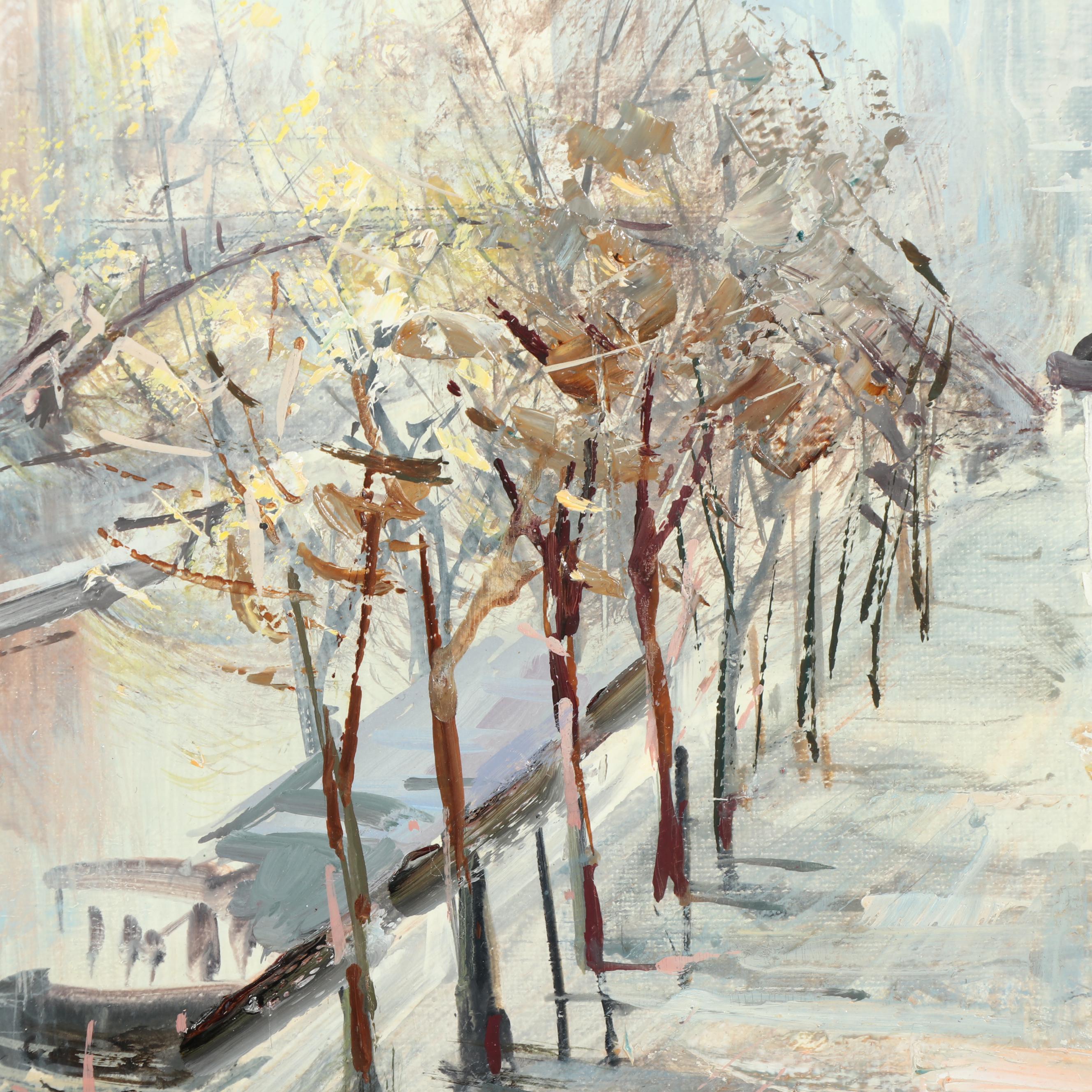 Lucien Delarue Oil Painting "Canal St. Martin, Paris"