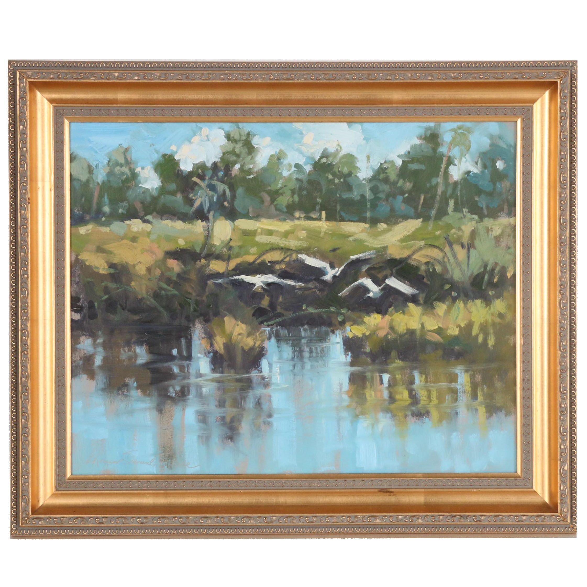 Morgan Samuel Price Oil Painting of Creek Landscape