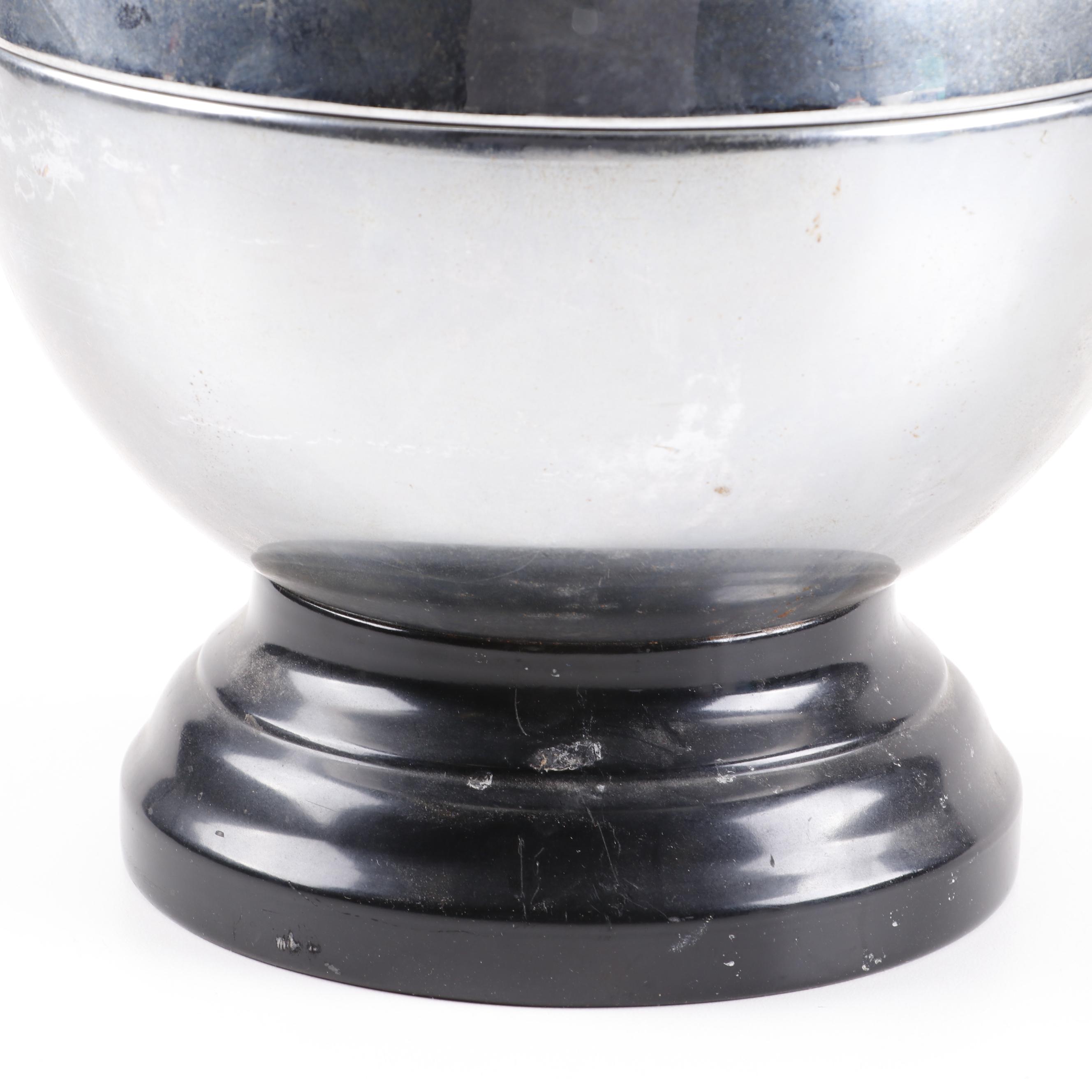 Mid-Century Chrome Bowling Ball Pump Liquor Dispenser with Shot Glasses