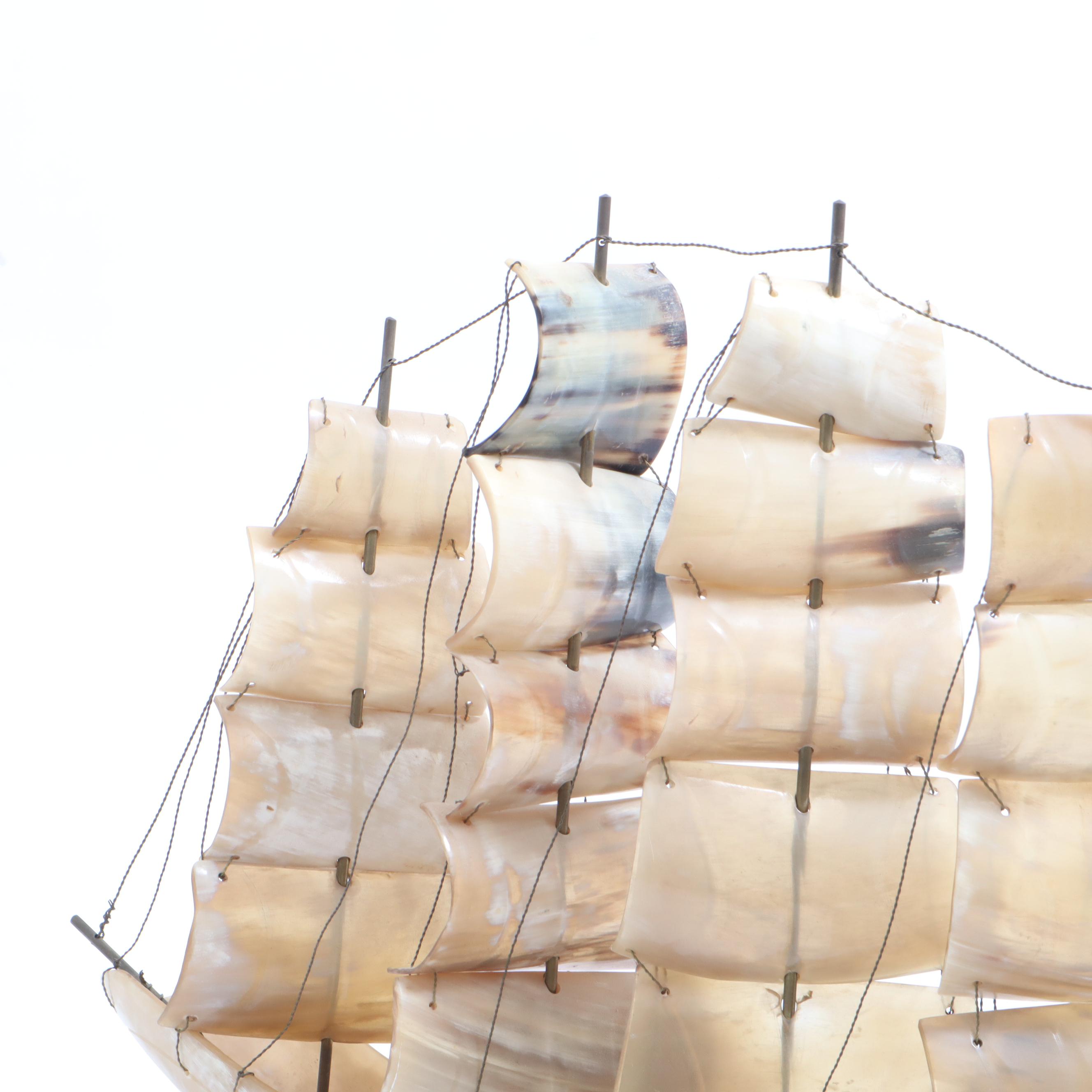 Horn Constructed Model Ship, Vintage