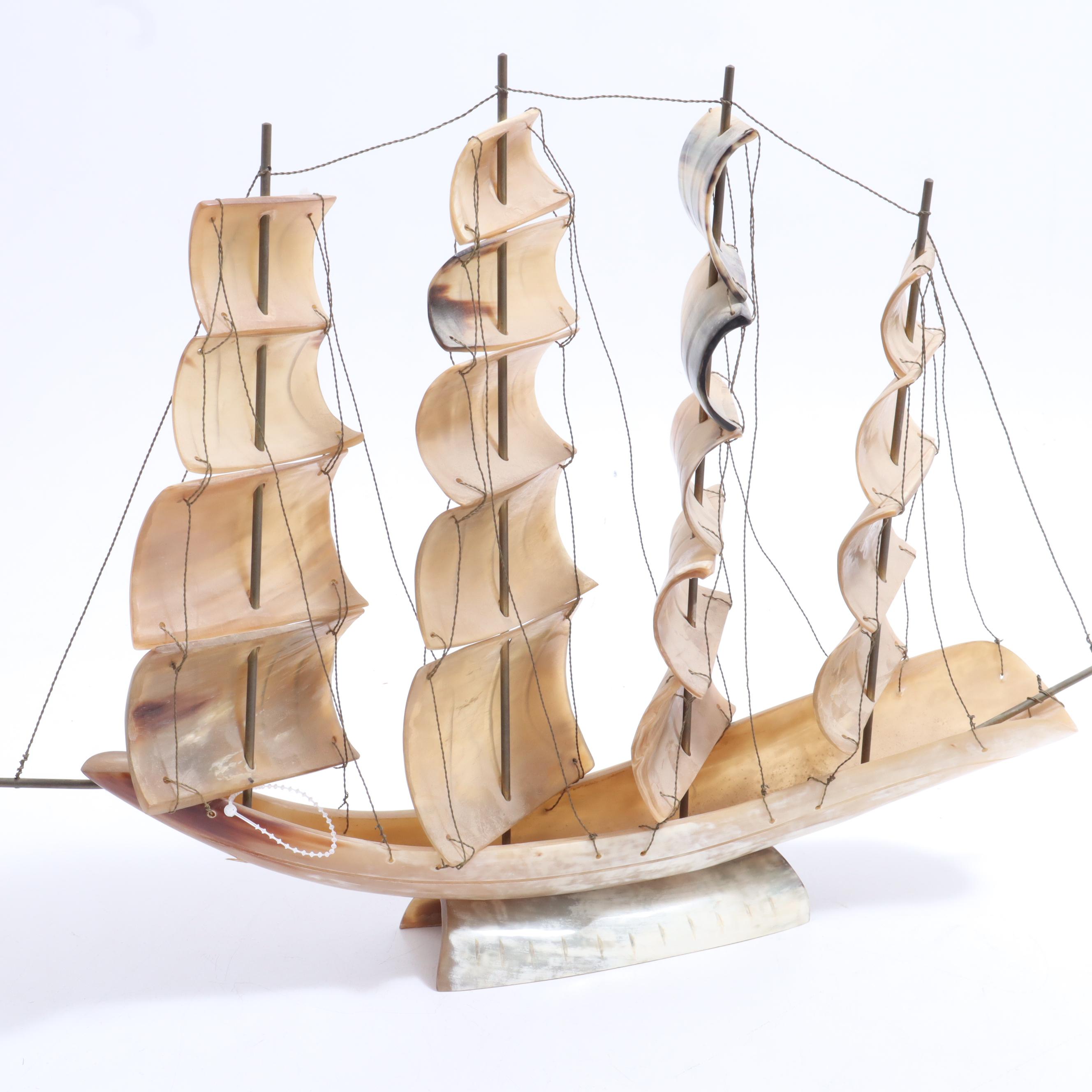 Horn Constructed Model Ship, Vintage