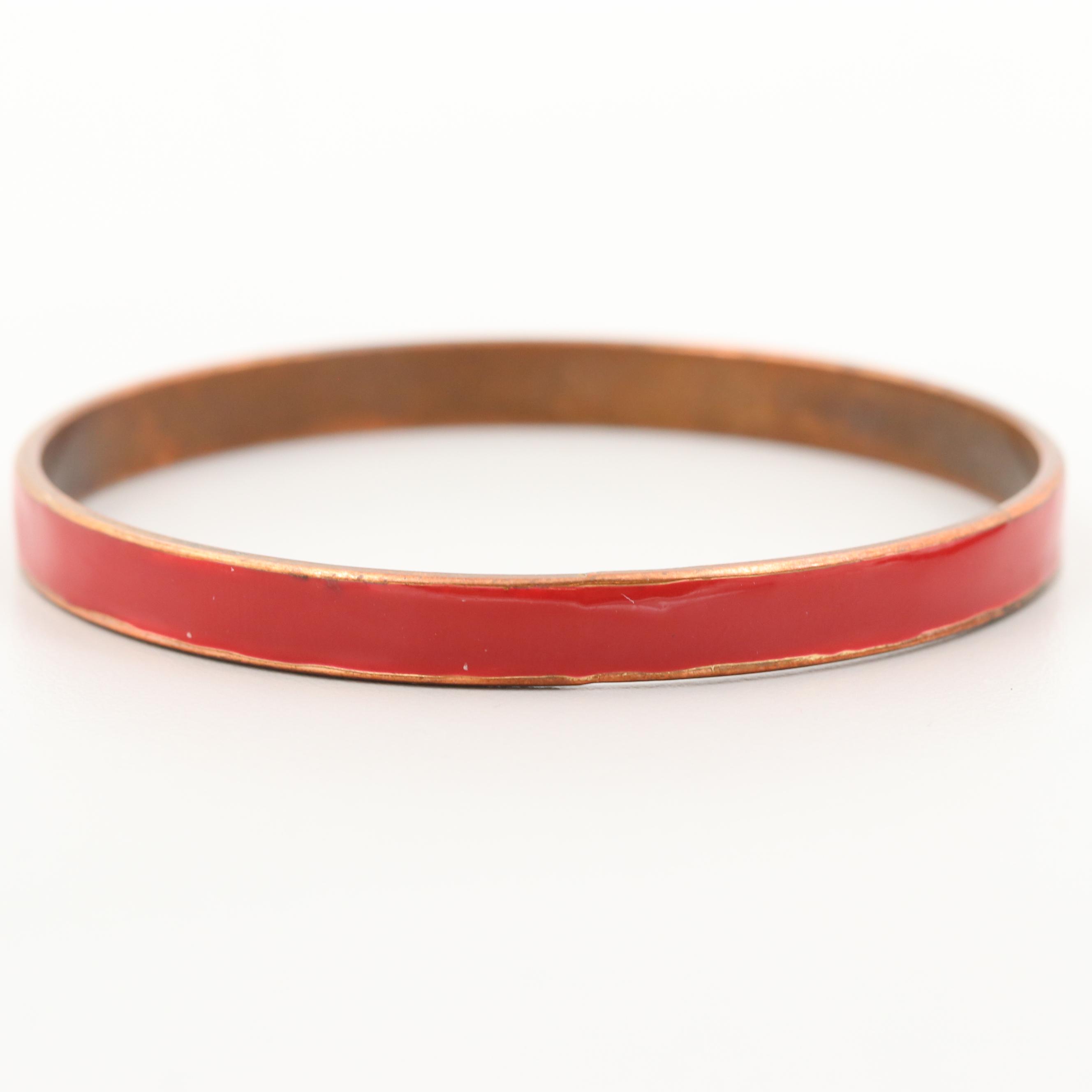 Gold Wash on Sterling Silver and Gold Tone Enamel and Turquoise Bangle Bracelets