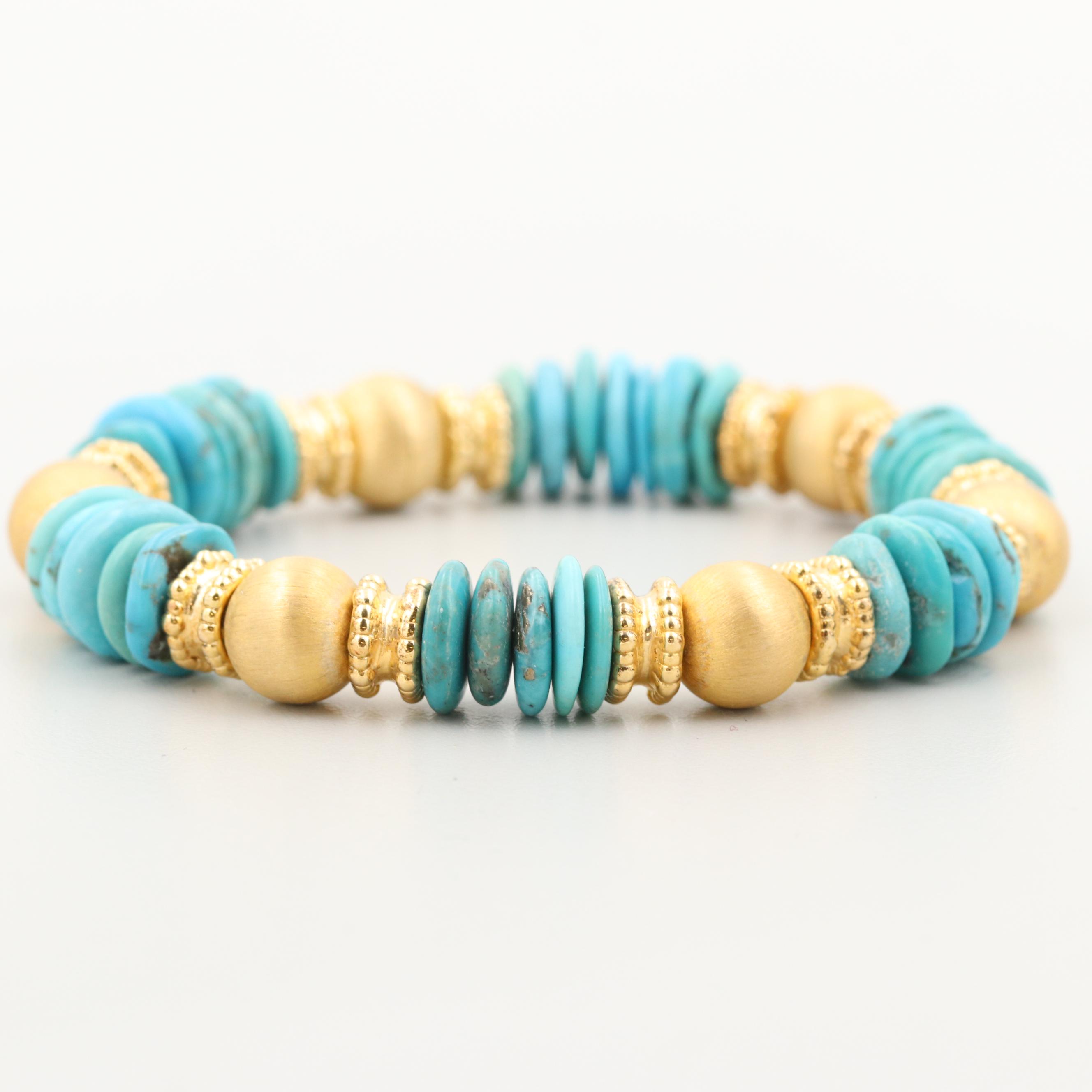 Gold Wash on Sterling Silver and Gold Tone Enamel and Turquoise Bangle Bracelets