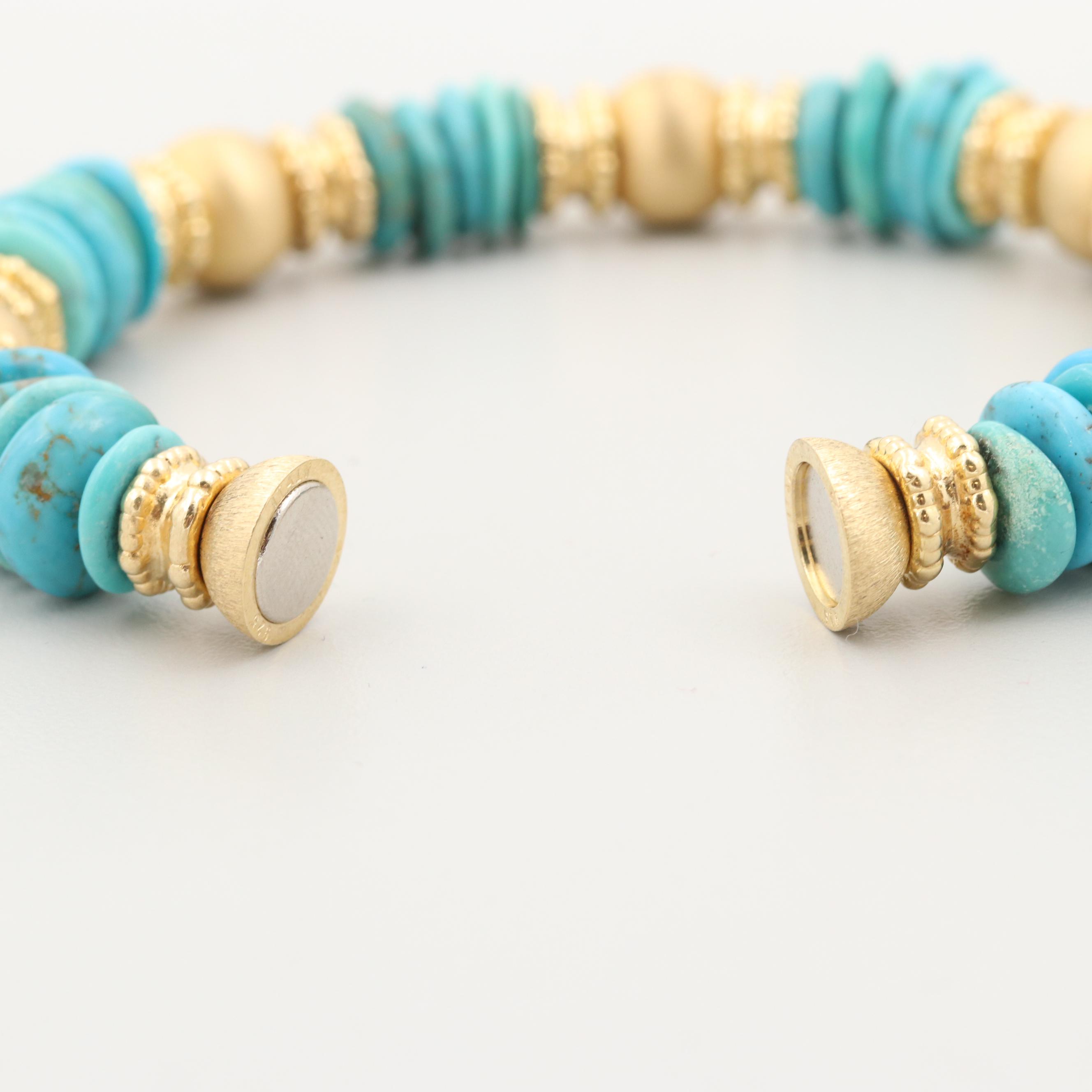 Gold Wash on Sterling Silver and Gold Tone Enamel and Turquoise Bangle Bracelets