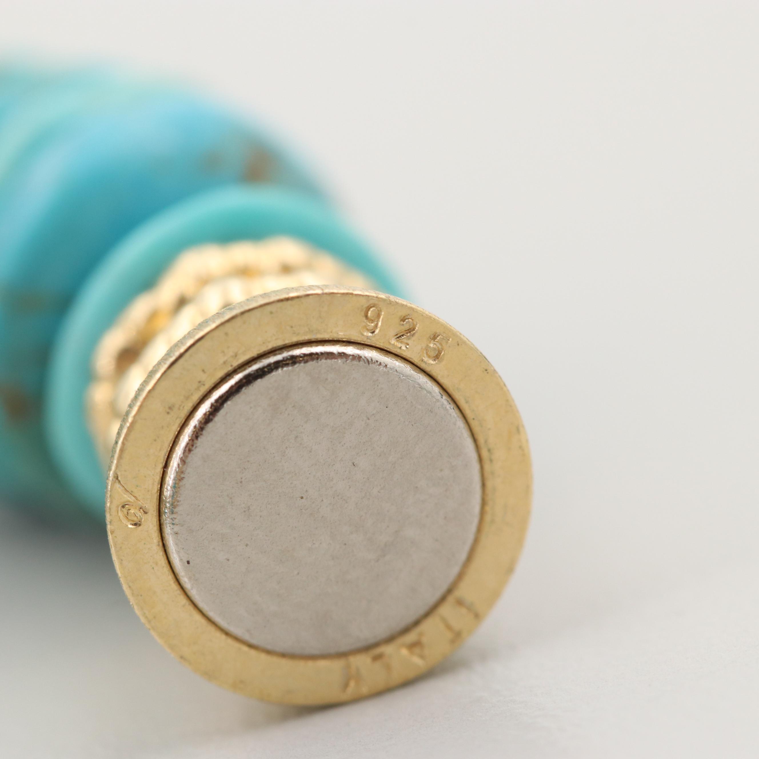 Gold Wash on Sterling Silver and Gold Tone Enamel and Turquoise Bangle Bracelets