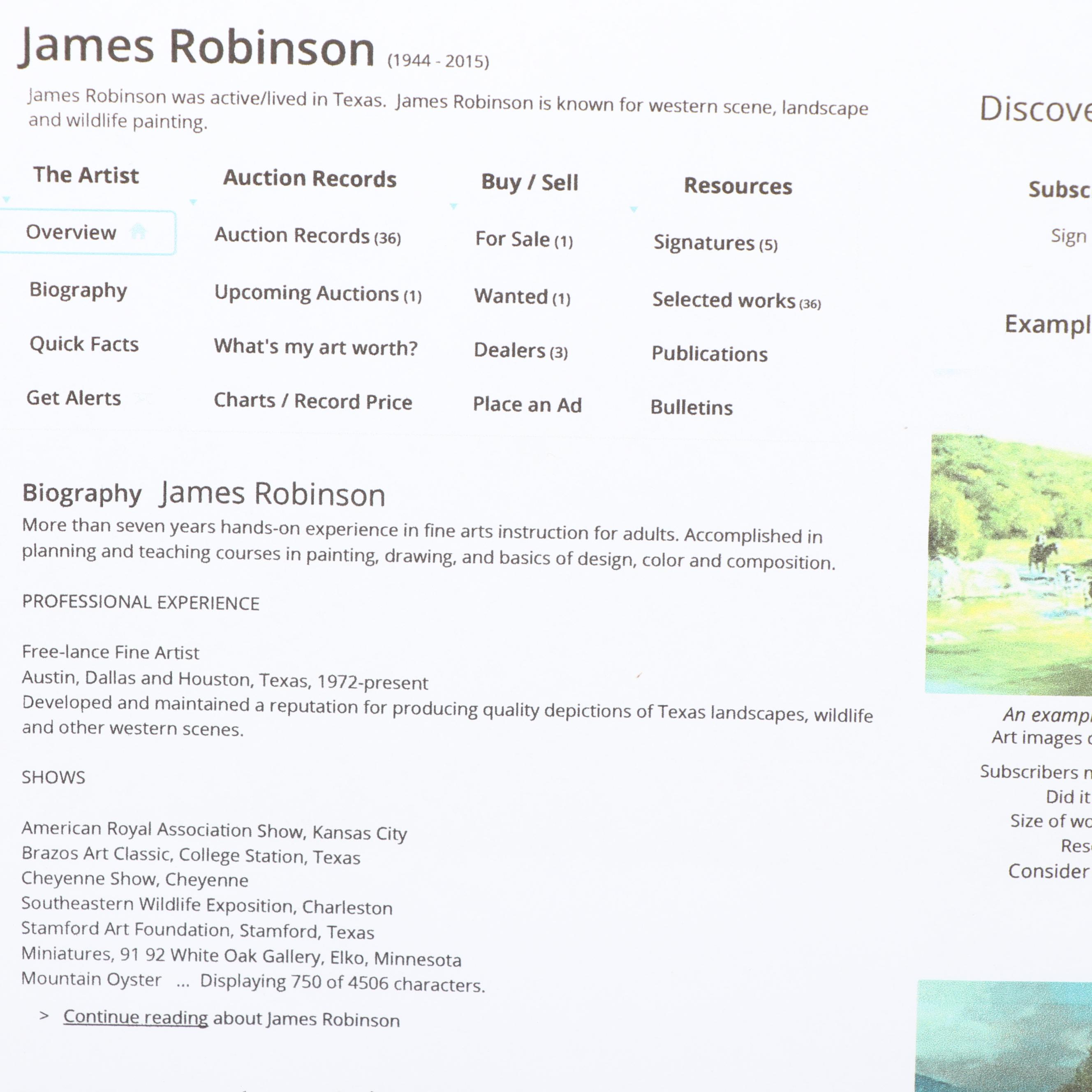 James Robinson Oil Painting "Cibolo Creek"