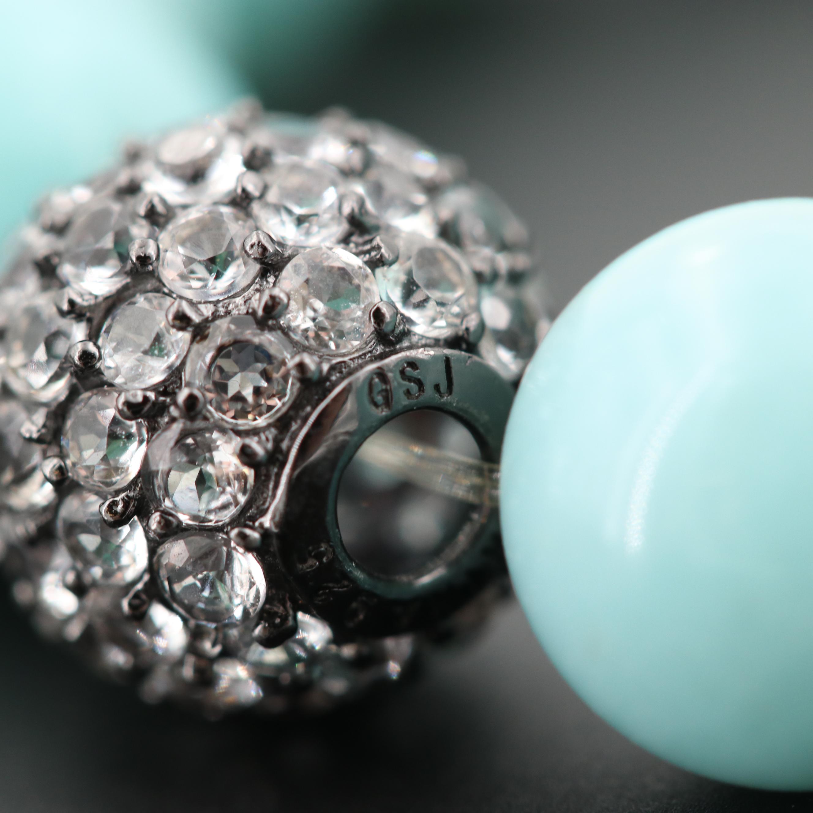 Sterling Silver Blue Topaz and Beryl Beaded Expandable Bracelet