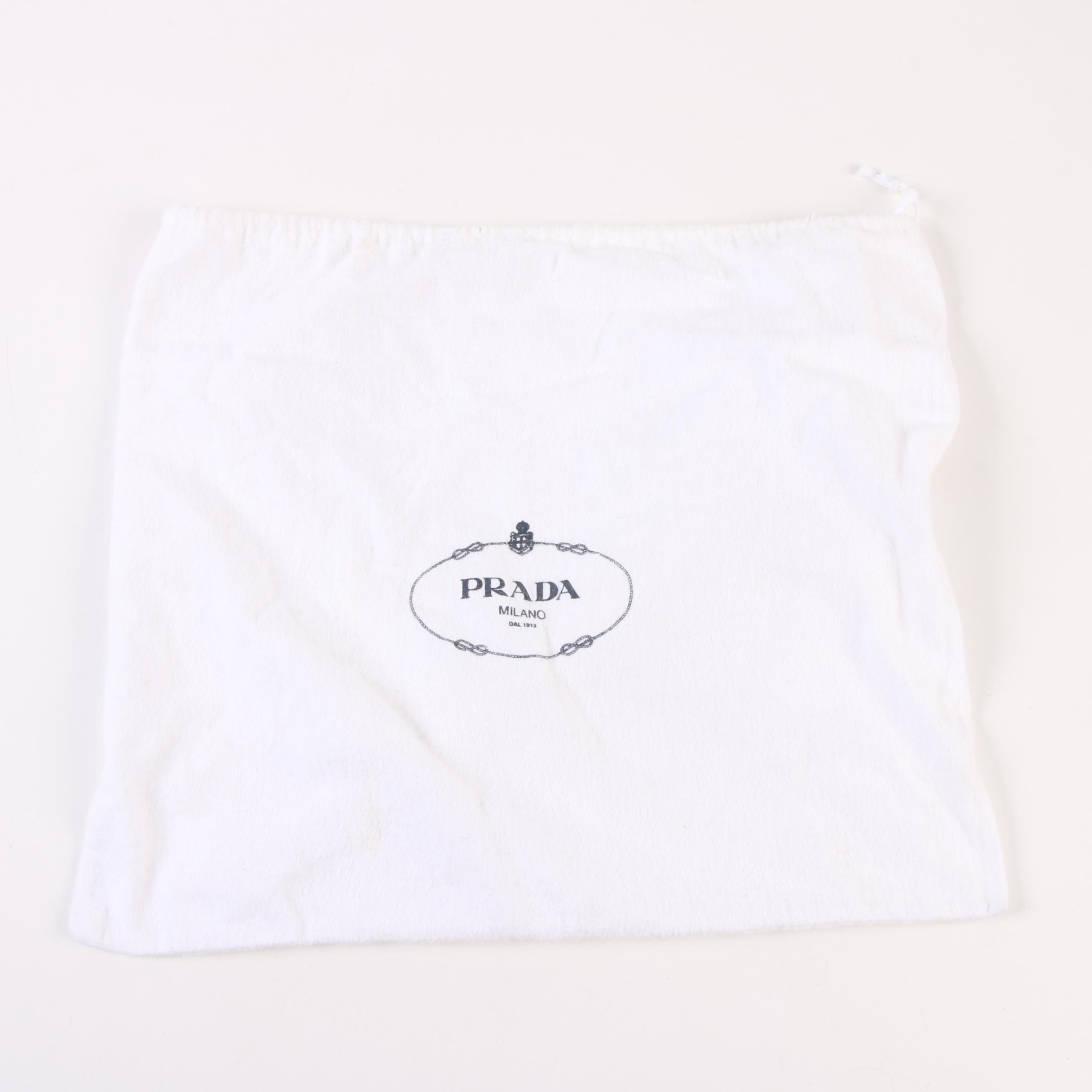 Prada Impunturato Vin Shoulder Bag in White Nylon and Black Saffiano Leather