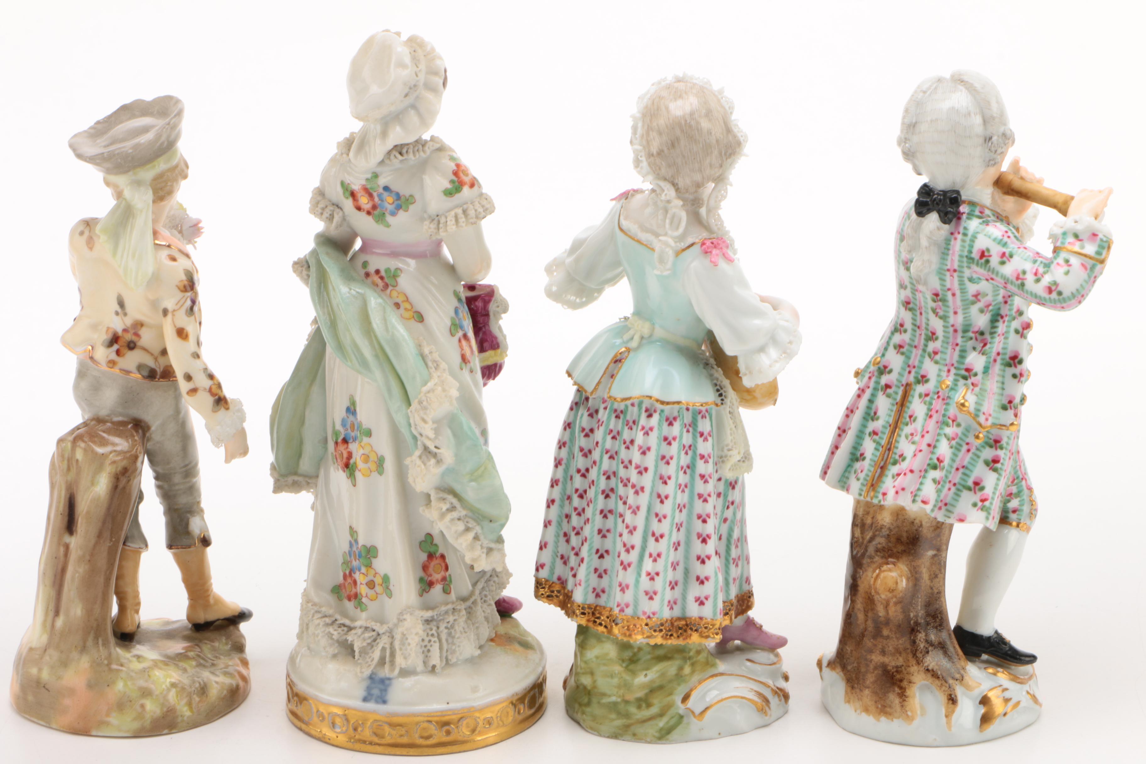 Dresden Lace Figurines Depicting Musicians and Others