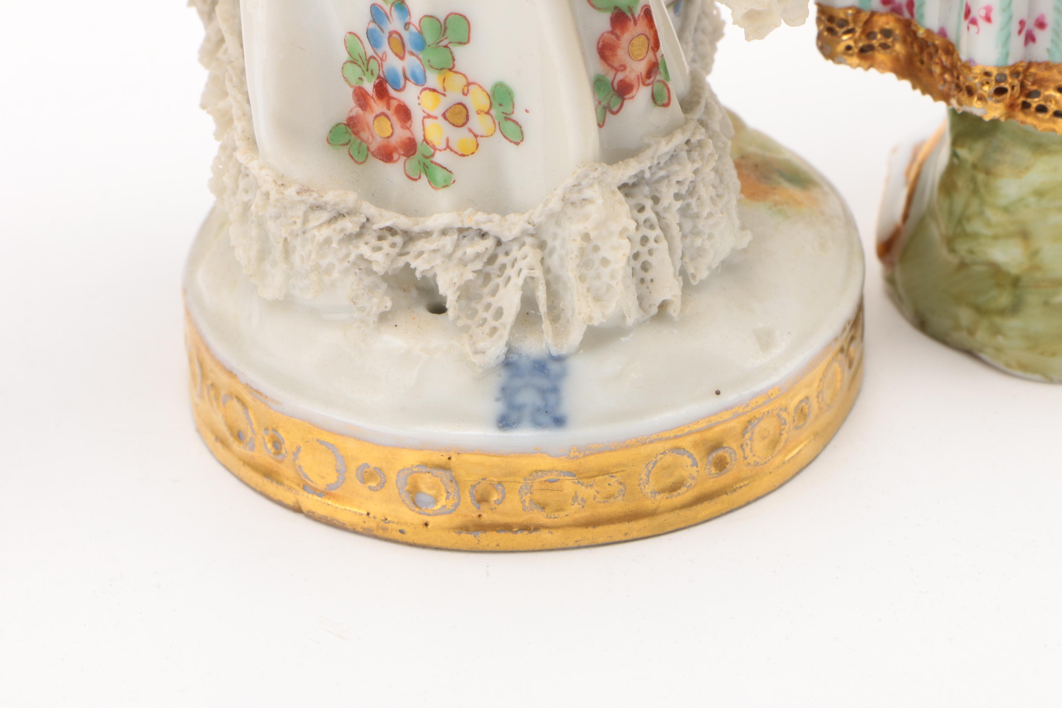 Dresden Lace Figurines Depicting Musicians and Others