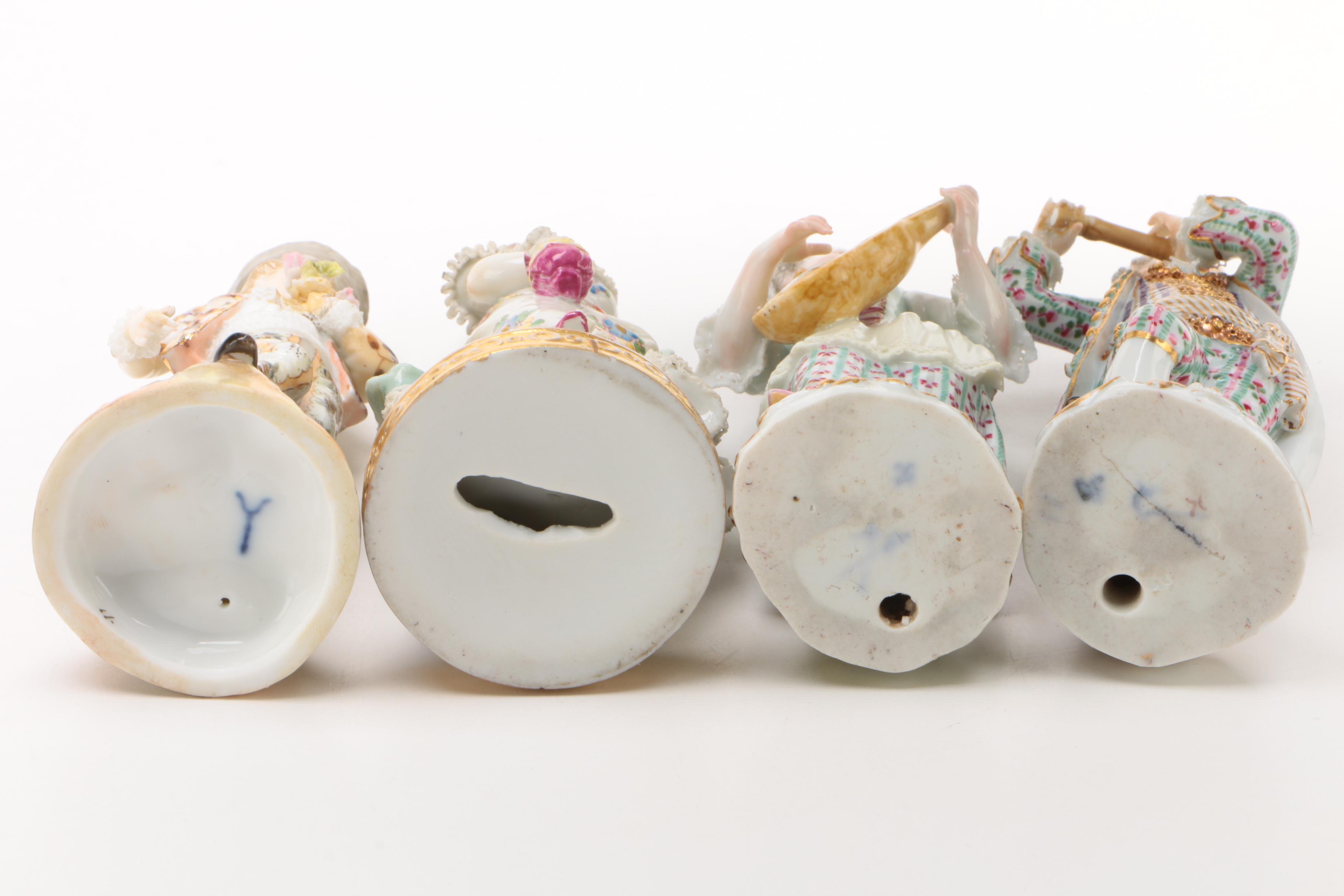 Dresden Lace Figurines Depicting Musicians and Others