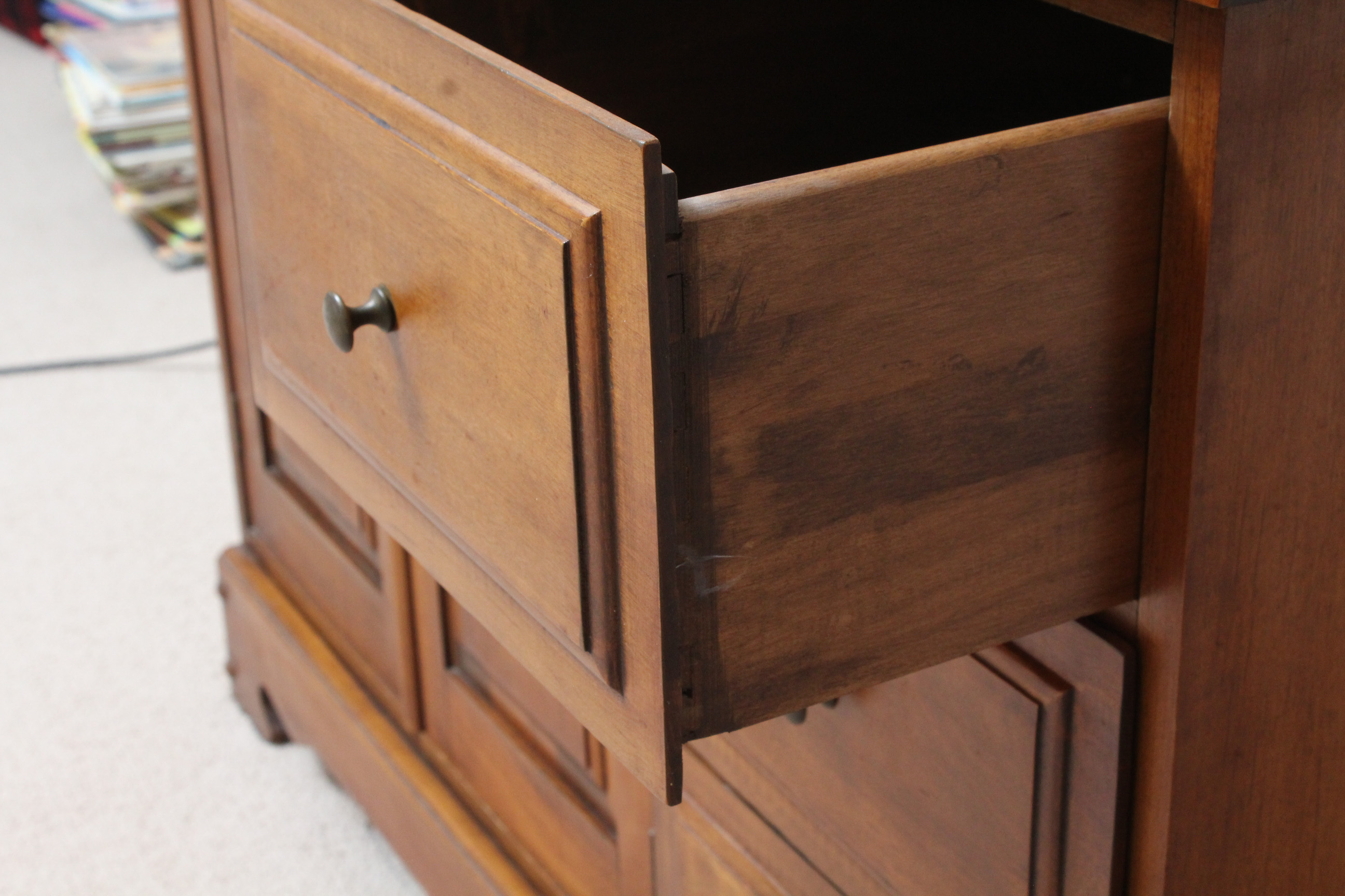 Wooden Changing Table with Storage, Mid-Century