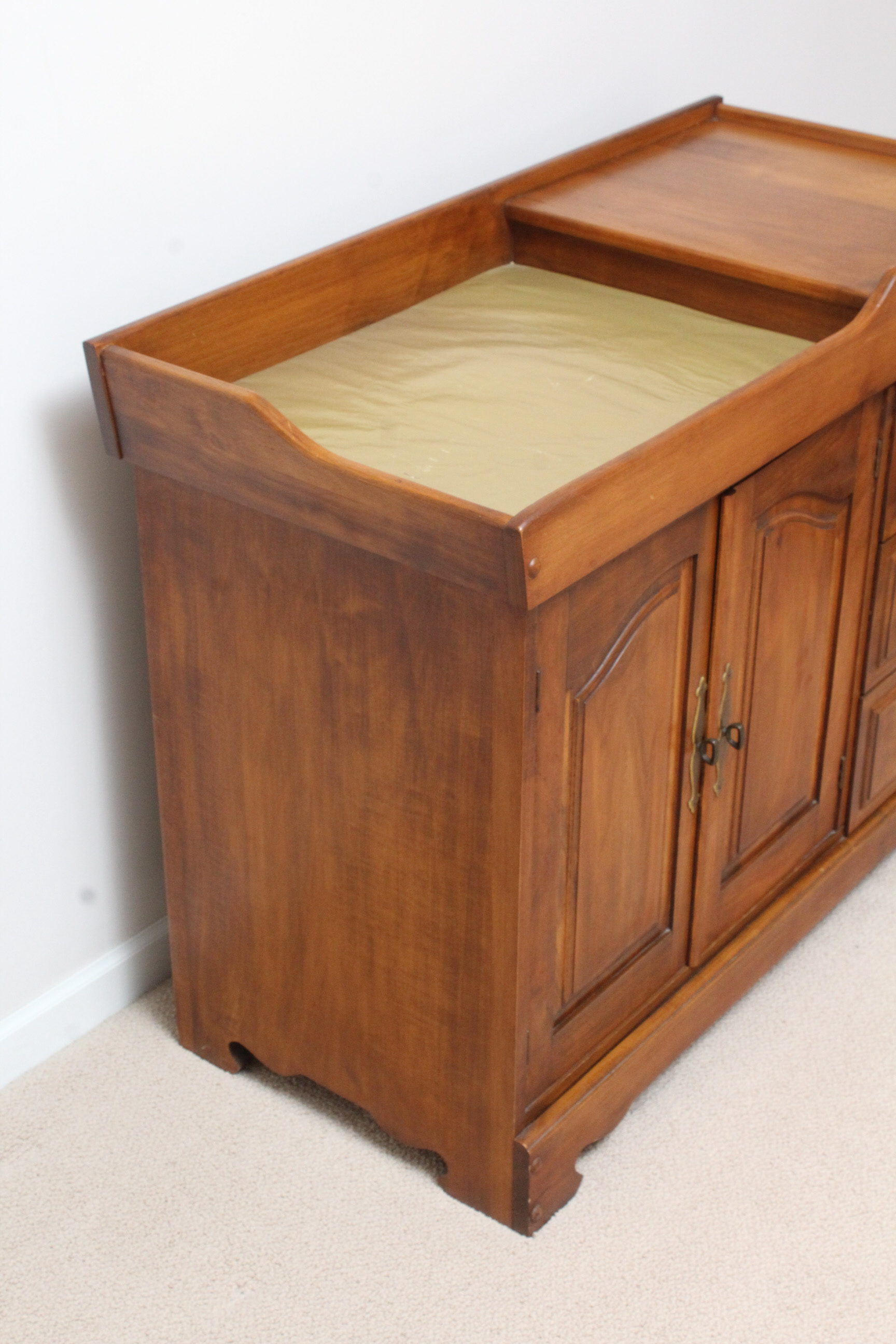 Wooden Changing Table with Storage, Mid-Century