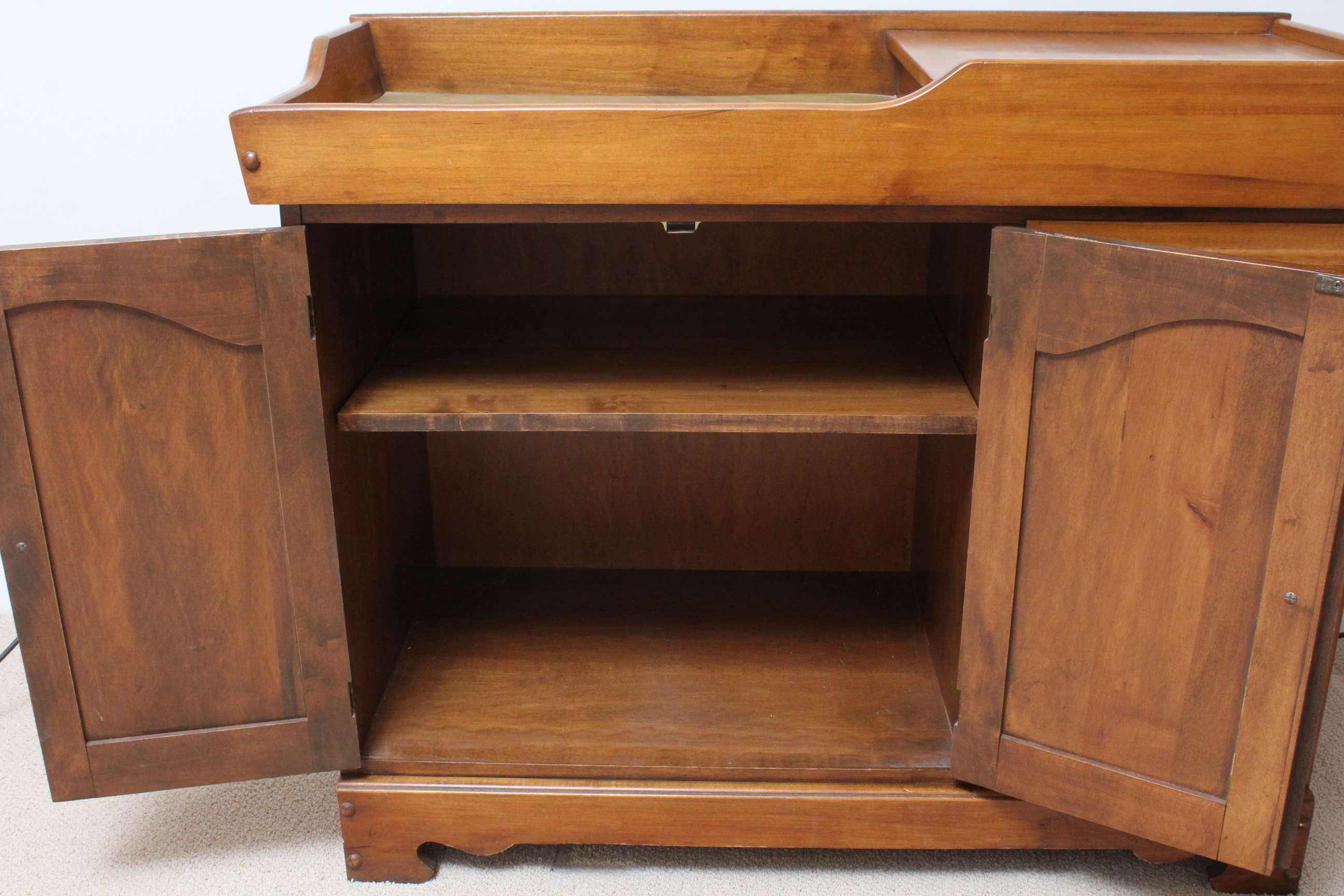 Wooden Changing Table with Storage, Mid-Century