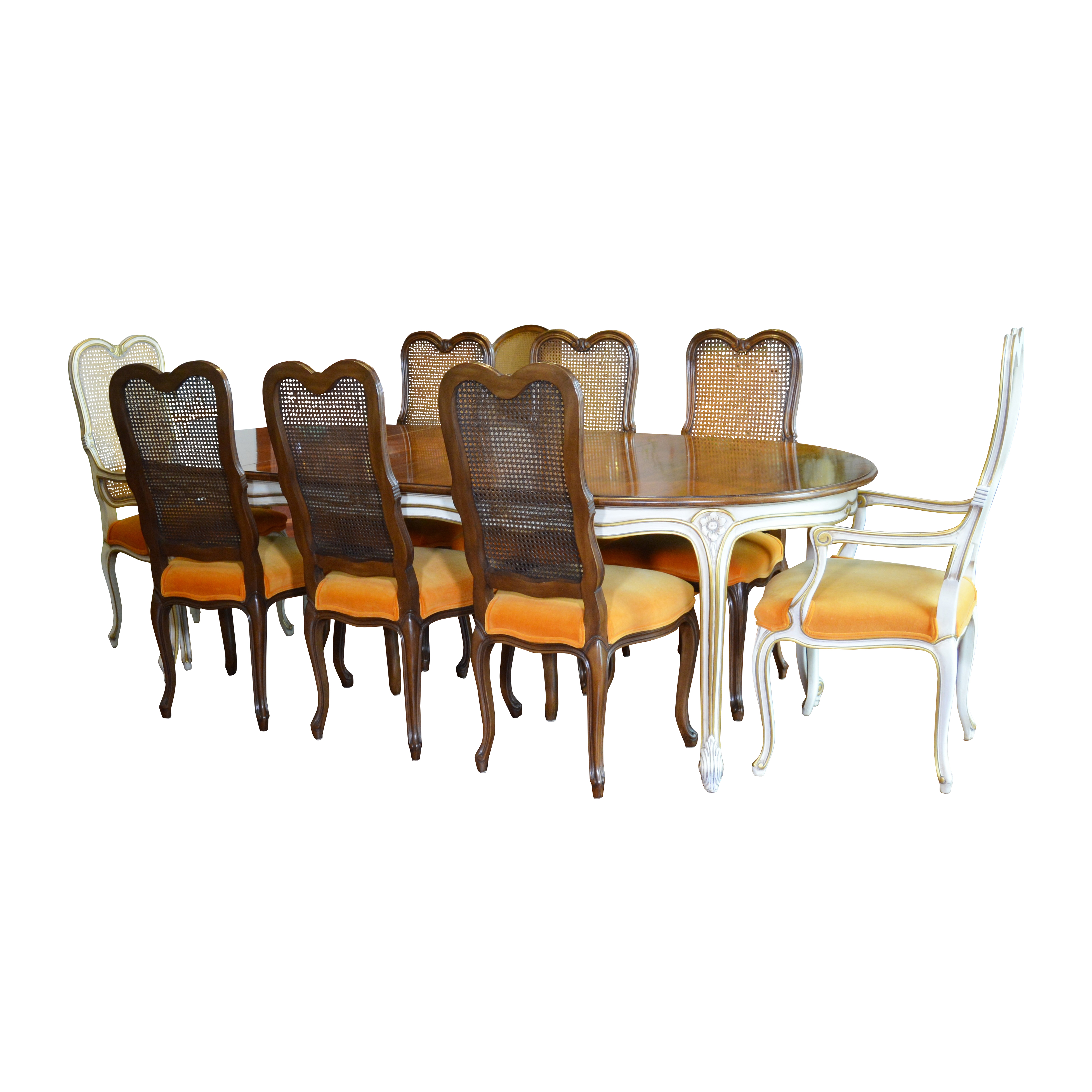 Karges French Provincial Dining Table and Dining Chairs, Mid to Late 20th C.