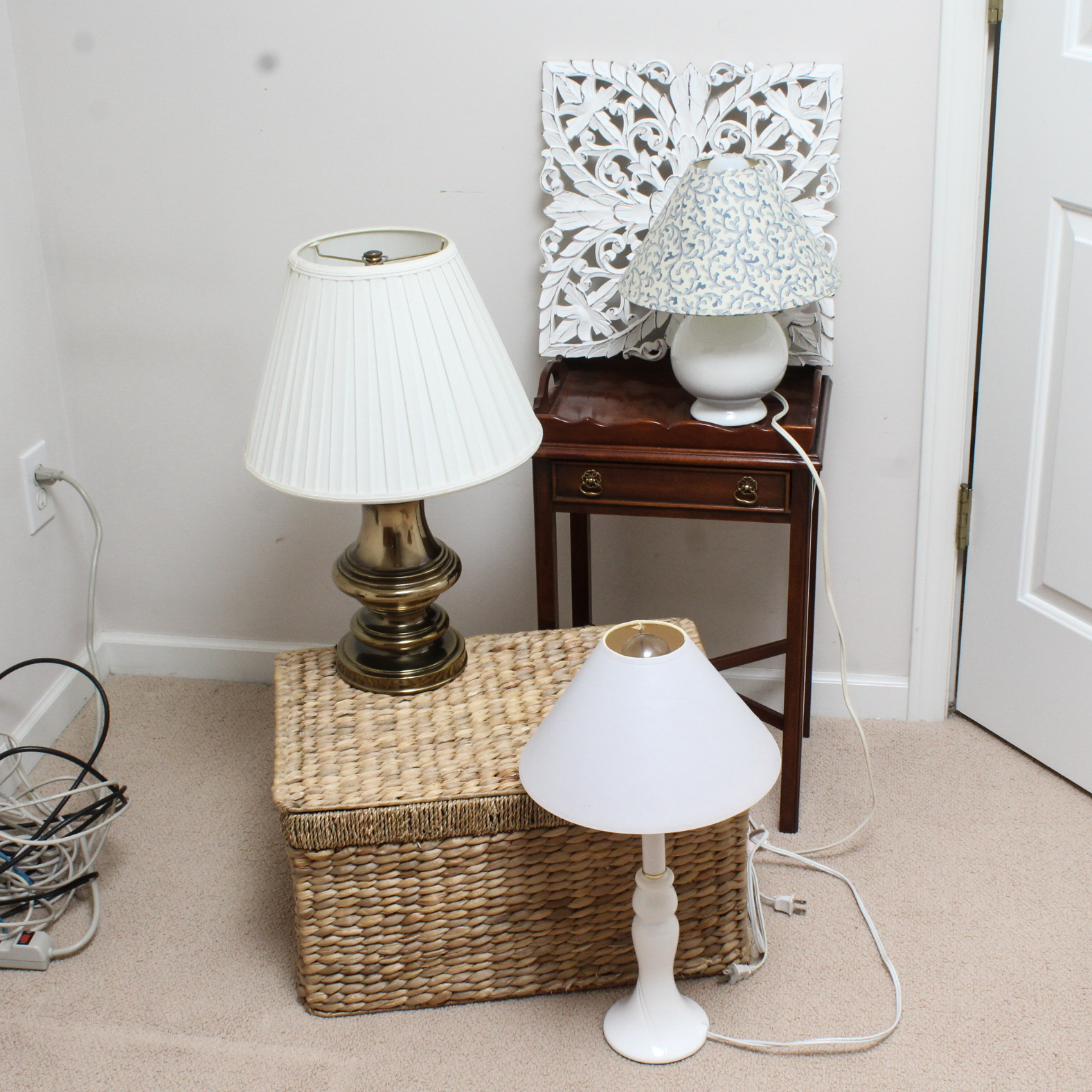 Contemporary Lamps with Drexel Hall Table and Other Decor