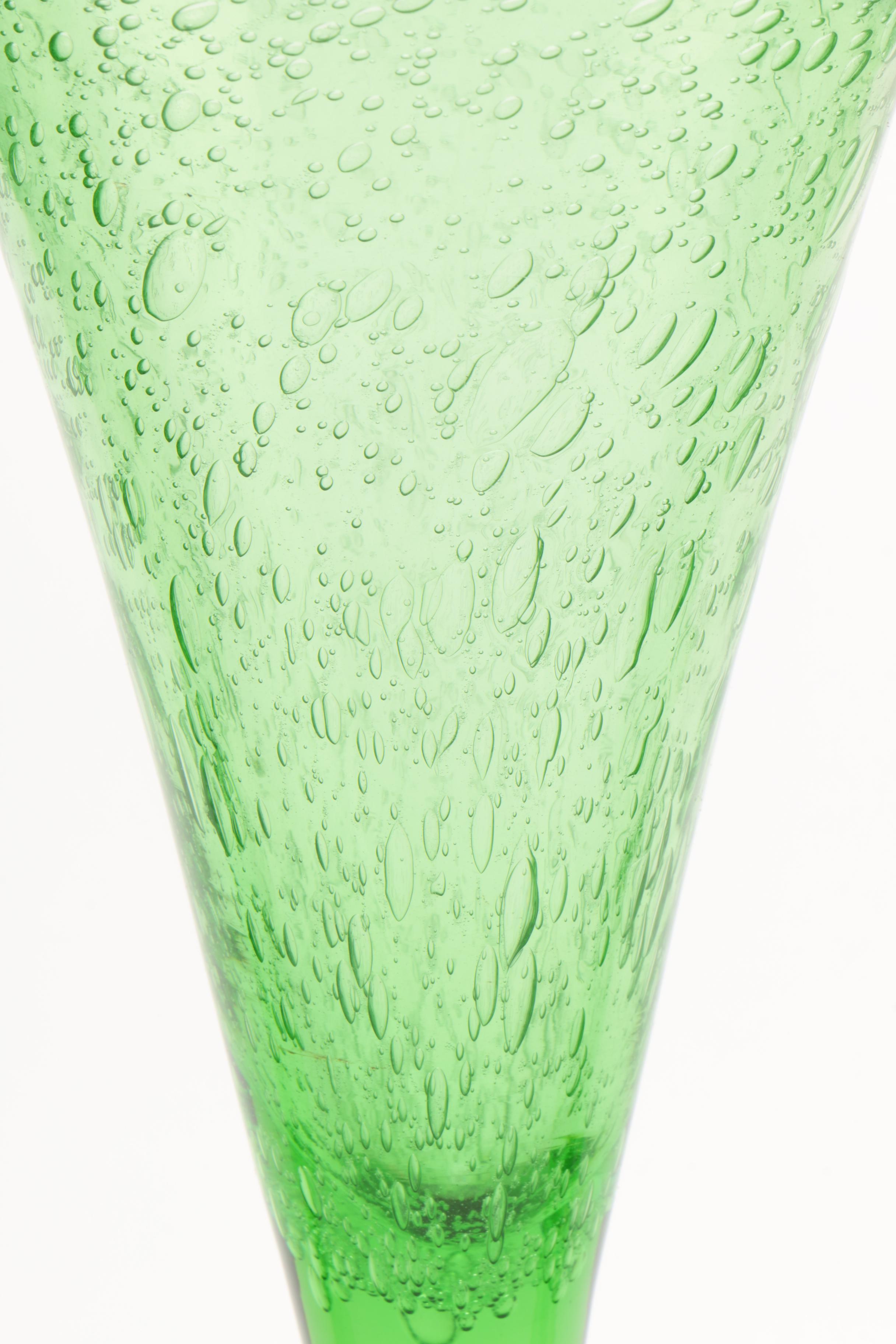 La Verrerie de Biot Green Art Glass Wine Glasses